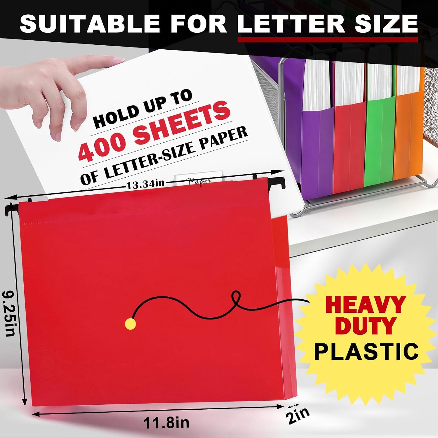 Detalle 2 de Navona Plastic Hanging File Folders, Letter Size, 2-Inch Expandable, 5-Pack