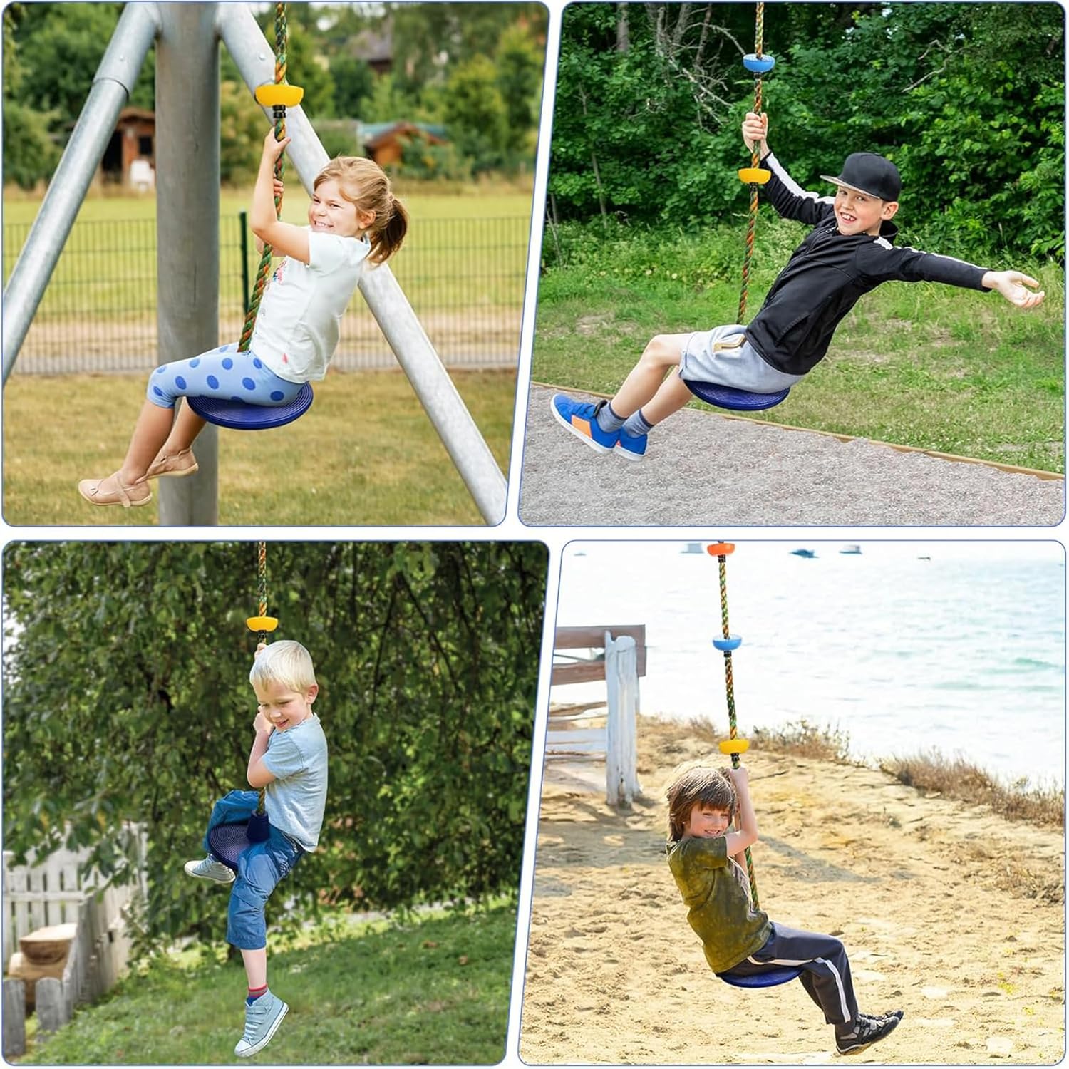 Thumbnail 5 de Ausbond Kletterseil-Schaukel – Outdoor-Kinderschaukel mit verstellbarer Seillänge und Sitzplatte (bis 200 kg, Blau)