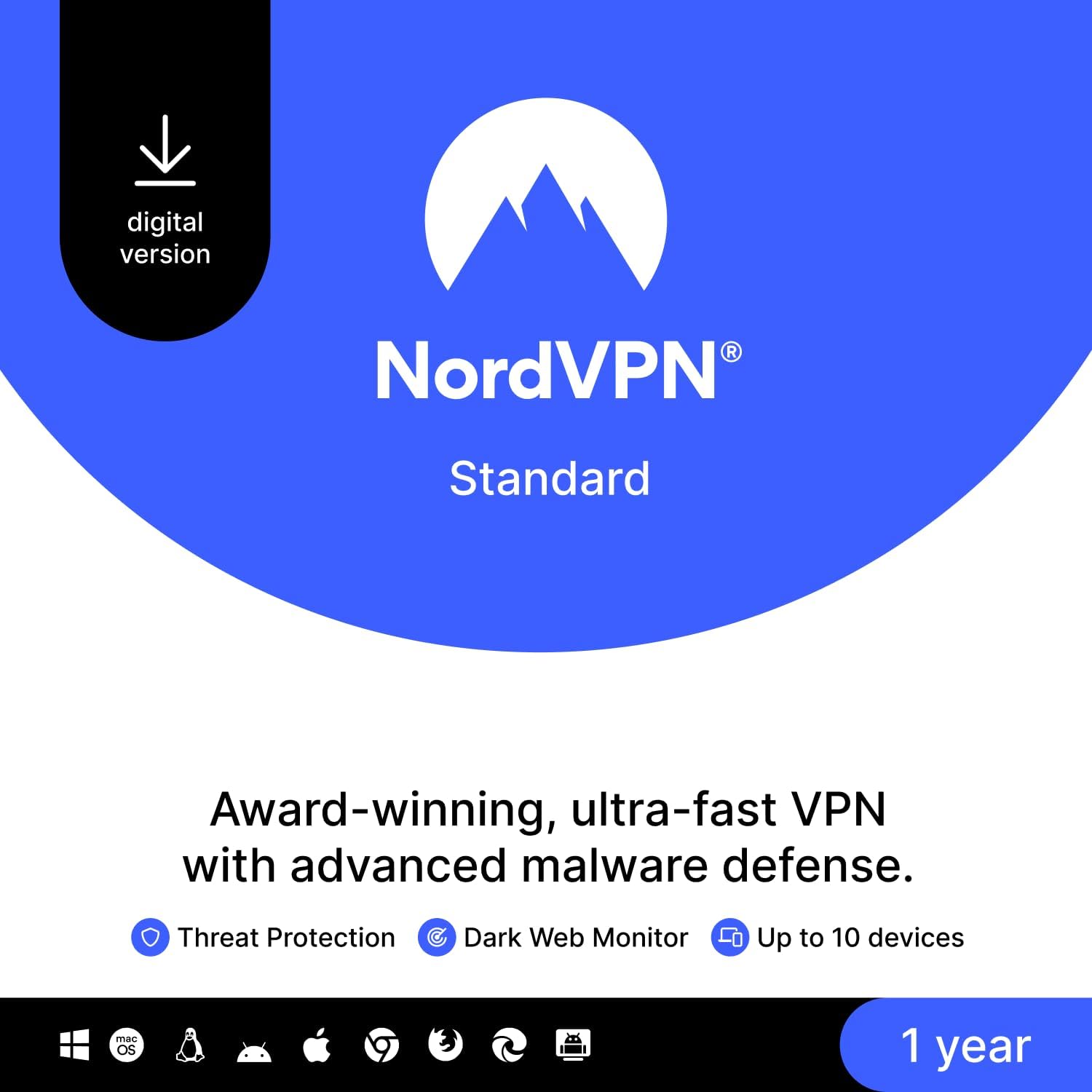 Detalle de NordVPN Standard, 10 Devices, 1-Year | VPN & Cybersecurity