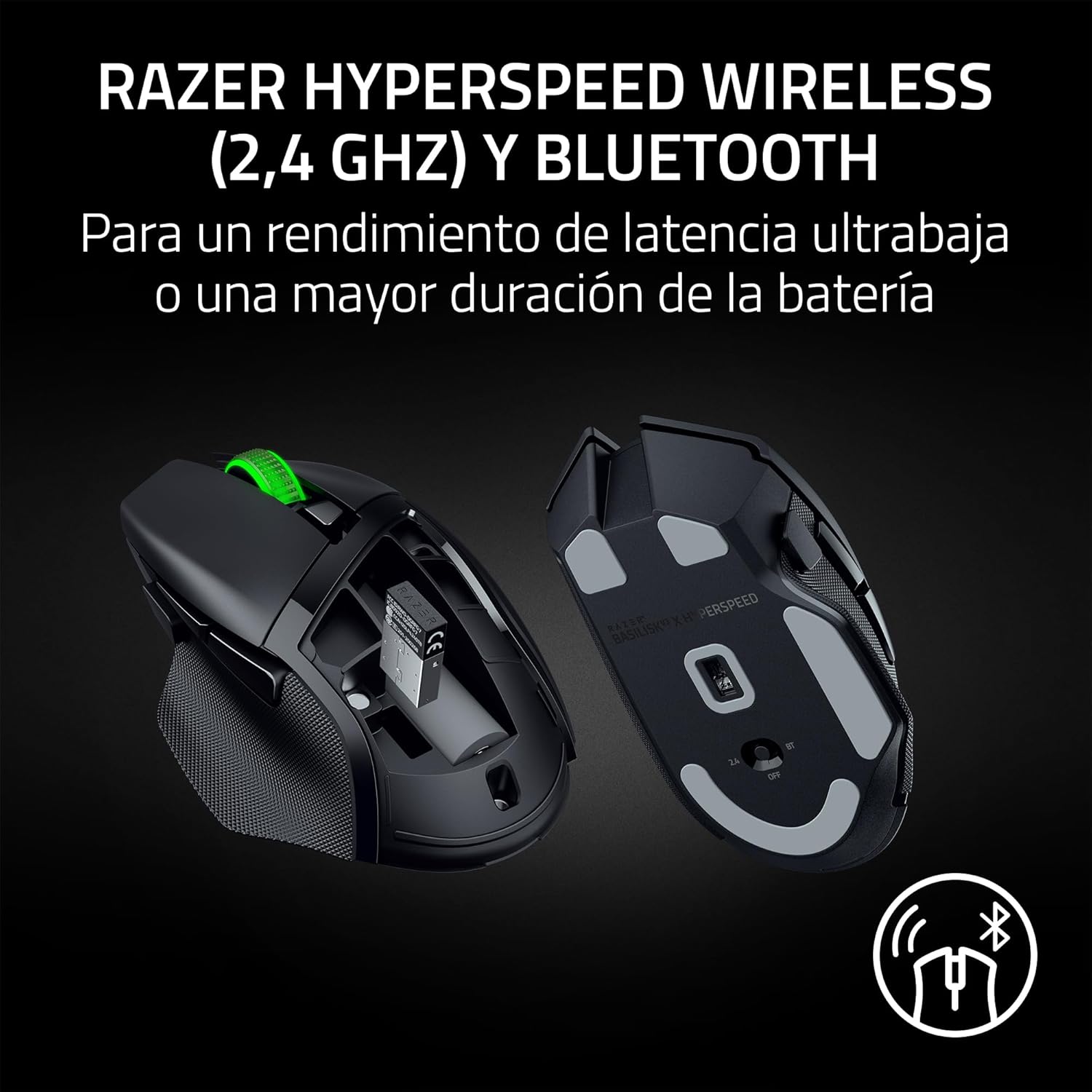 Detalle 2 de Razer Basilisk V3 X HyperSpeed 🖱️ Mouse gaming inalámbrable personalizable