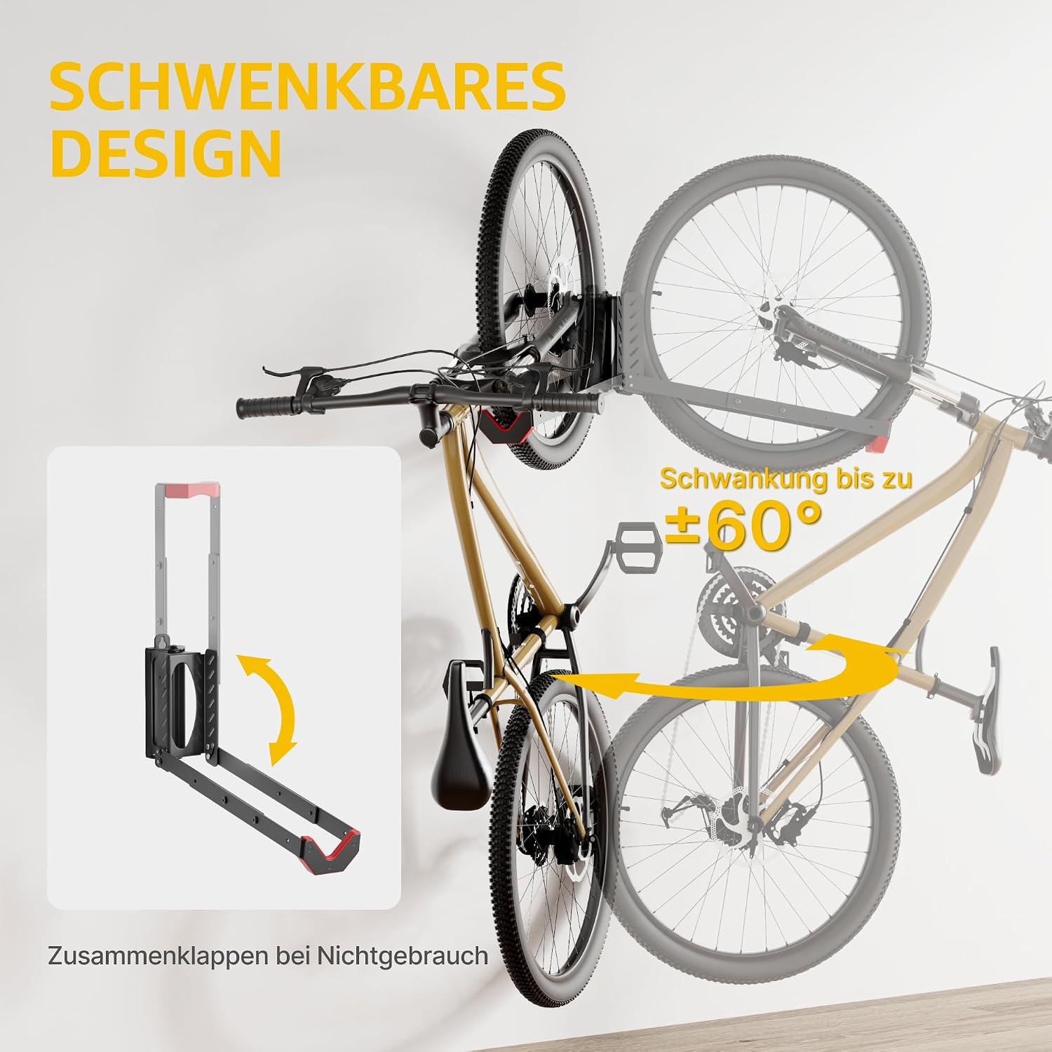 Detalle 2 de monTEK Schwenkbare Fahrrad Wandhalterung 35 kg