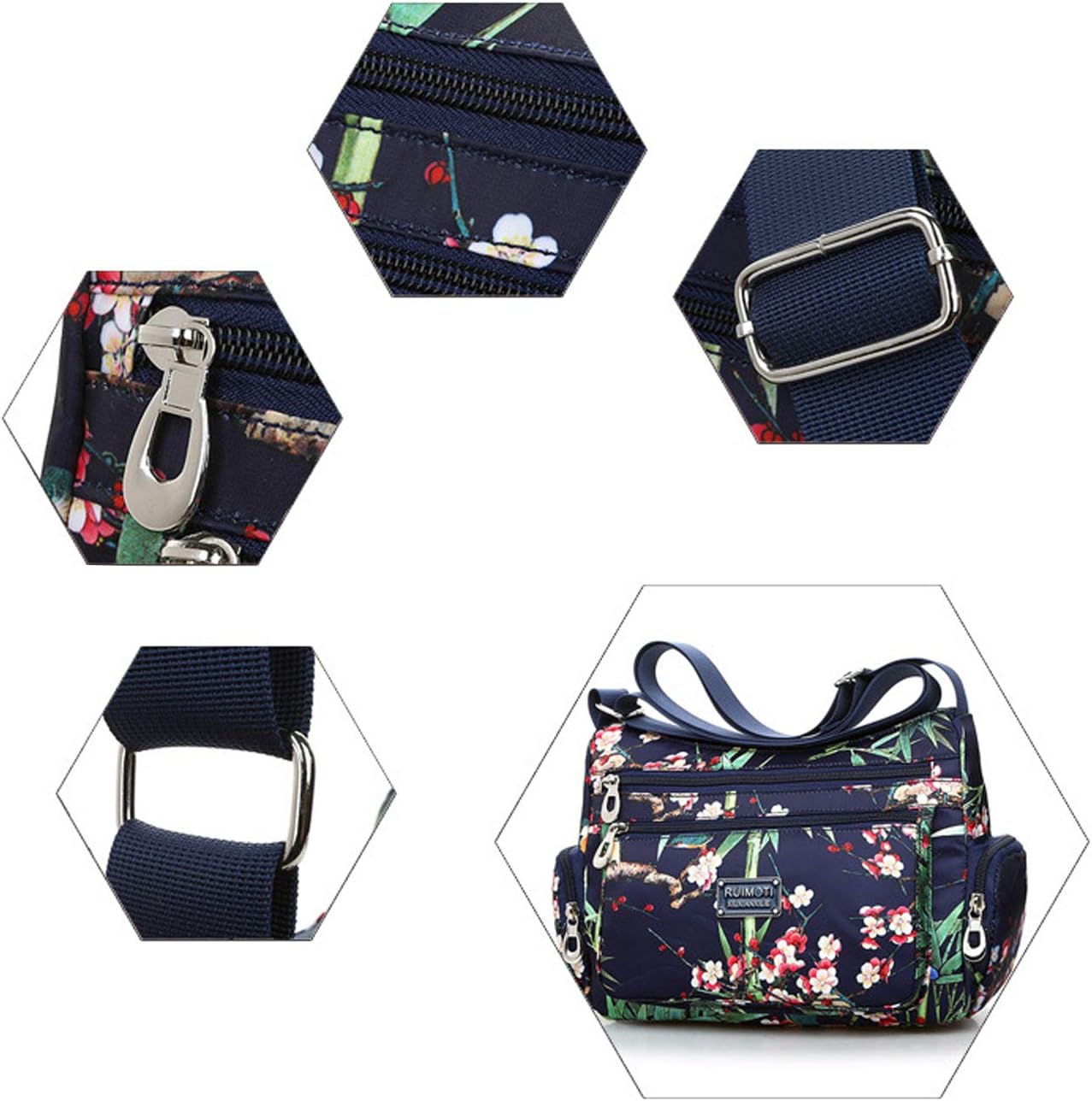 Detalle 2 de NOTAG Crossbody Bag for Women – Waterproof Nylon Multi-Pocket Messenger Bag