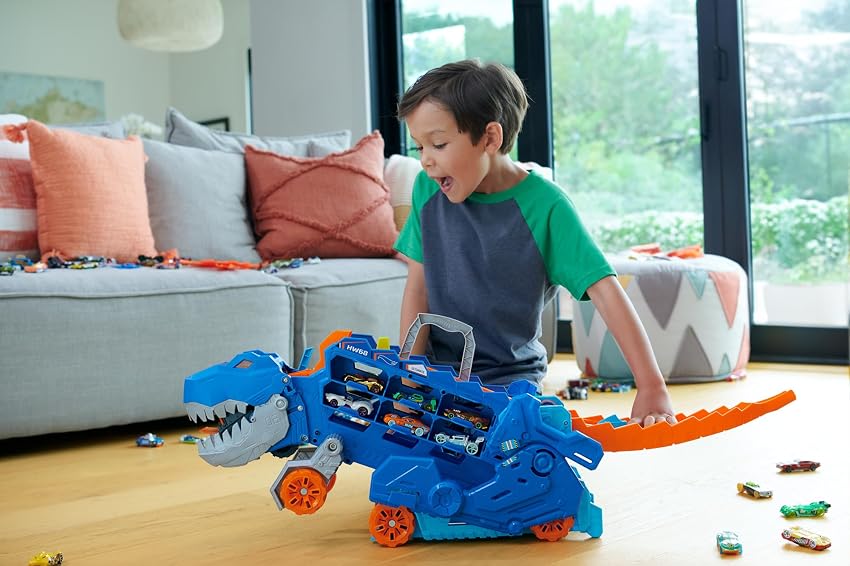 Thumbnail 1 de Hot Wheels City HNG50 Camión T‑Rex con pista y 2 coches