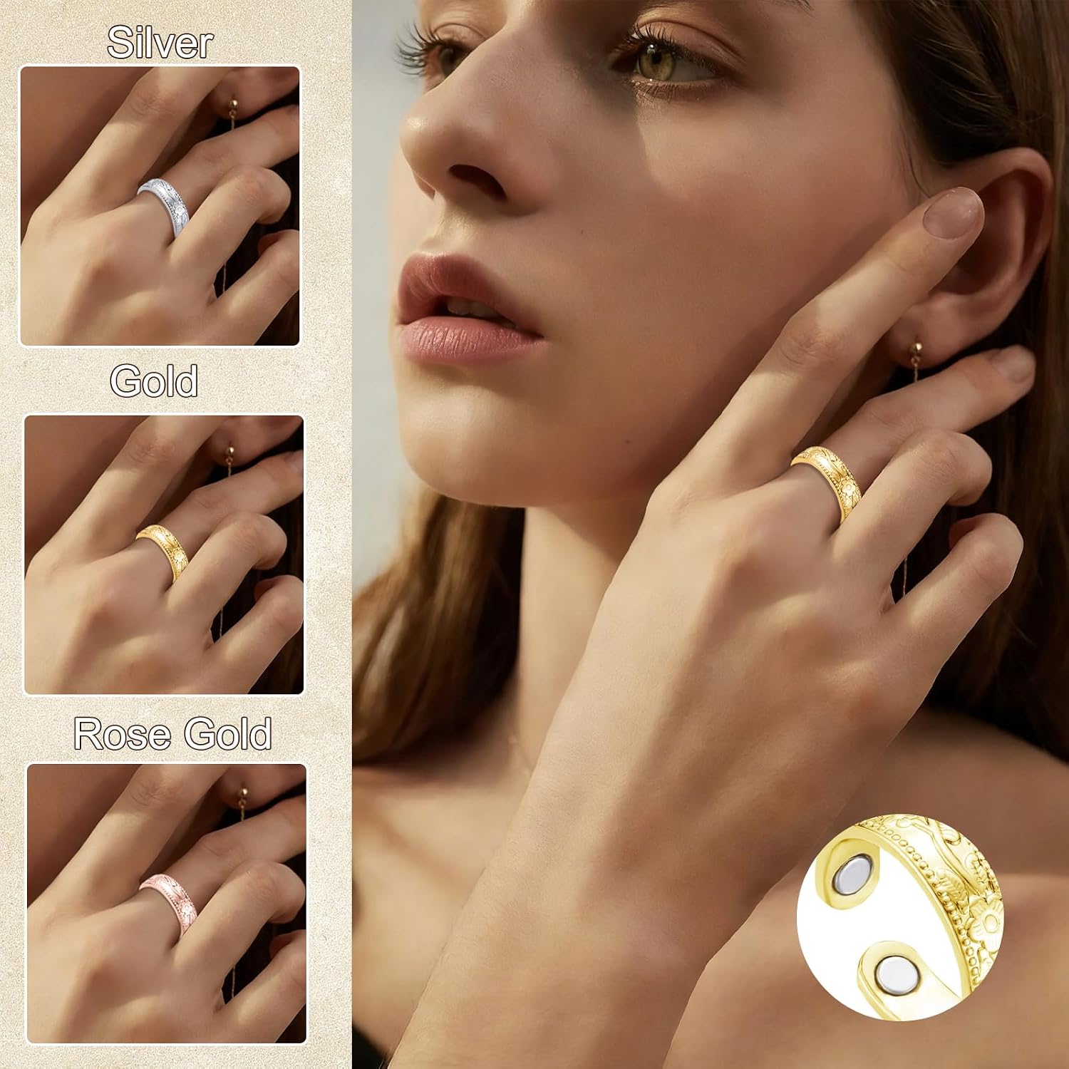 Thumbnail 5 de Zecimi Magnetring Silber (verstellbar) – Anti-Stress- & Vitalring mit Magneten