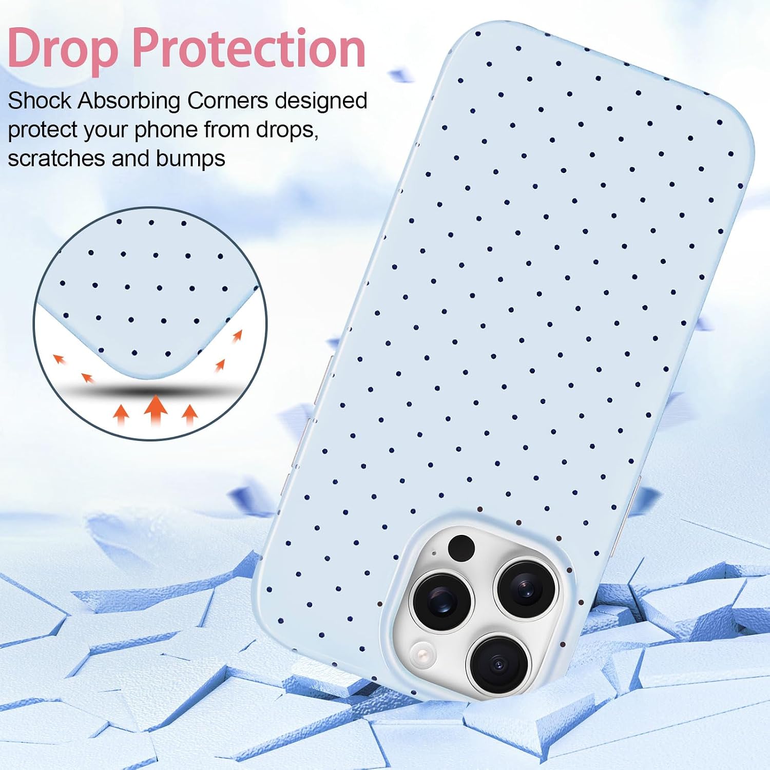 Thumbnail 3 de Hython iPhone 13 Pro Case, Blue Polka-Dot Soft TPU Slim Cover