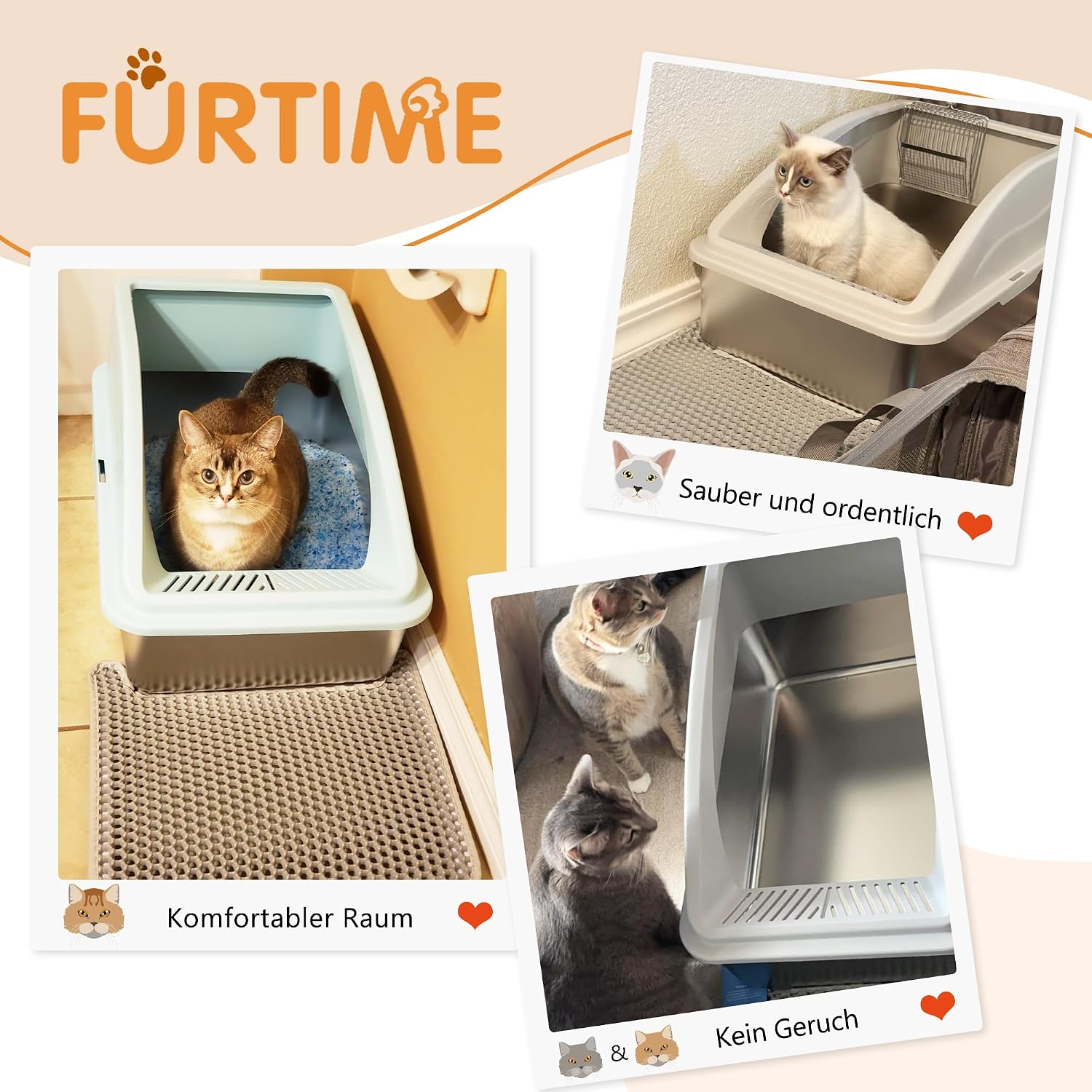 Detalle 2 de FURTIME Katzenklo Edelstahl XXL 30 L 🐾