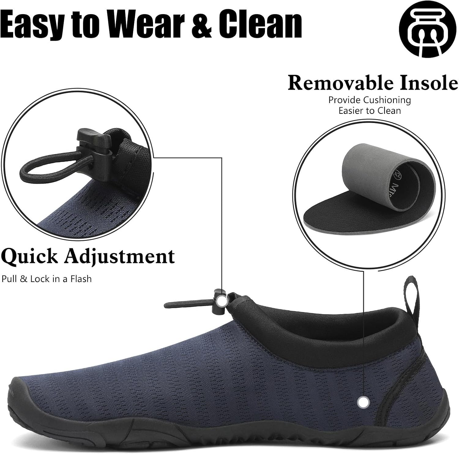 Detalle de Mishansha Badeschuhe für Herren, Damen und Unisex – Bequeme, atmungsaktive Aquaschuhe für Outdoor und Wassersport (EU 36–46)