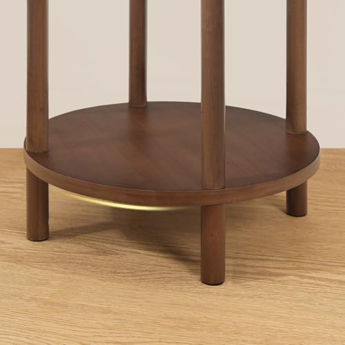 Thumbnail 6 de HOOBRO EMA156BZ01, table d’appoint ronde en bambou à 2 niveaux, brun rouge foncé