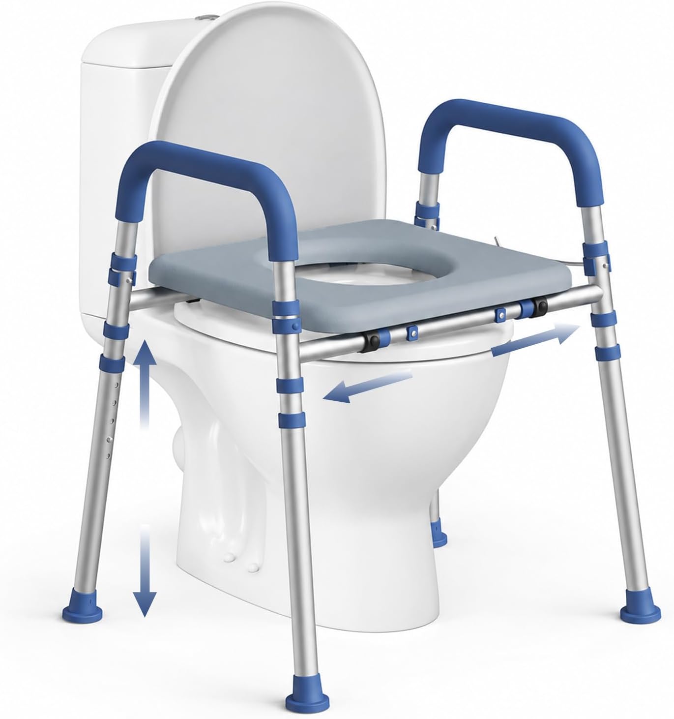Detalle de Loyoda LRTS002 Raised Toilet Seat with PU Foam Padding, Adjustable Height and Width