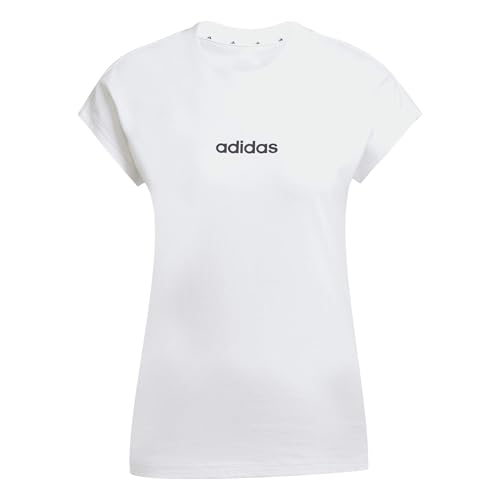 Detalle 2 de Adidas Mujer Essentials Linear Cotton Shirt – camiseta blanca con negro, talla M