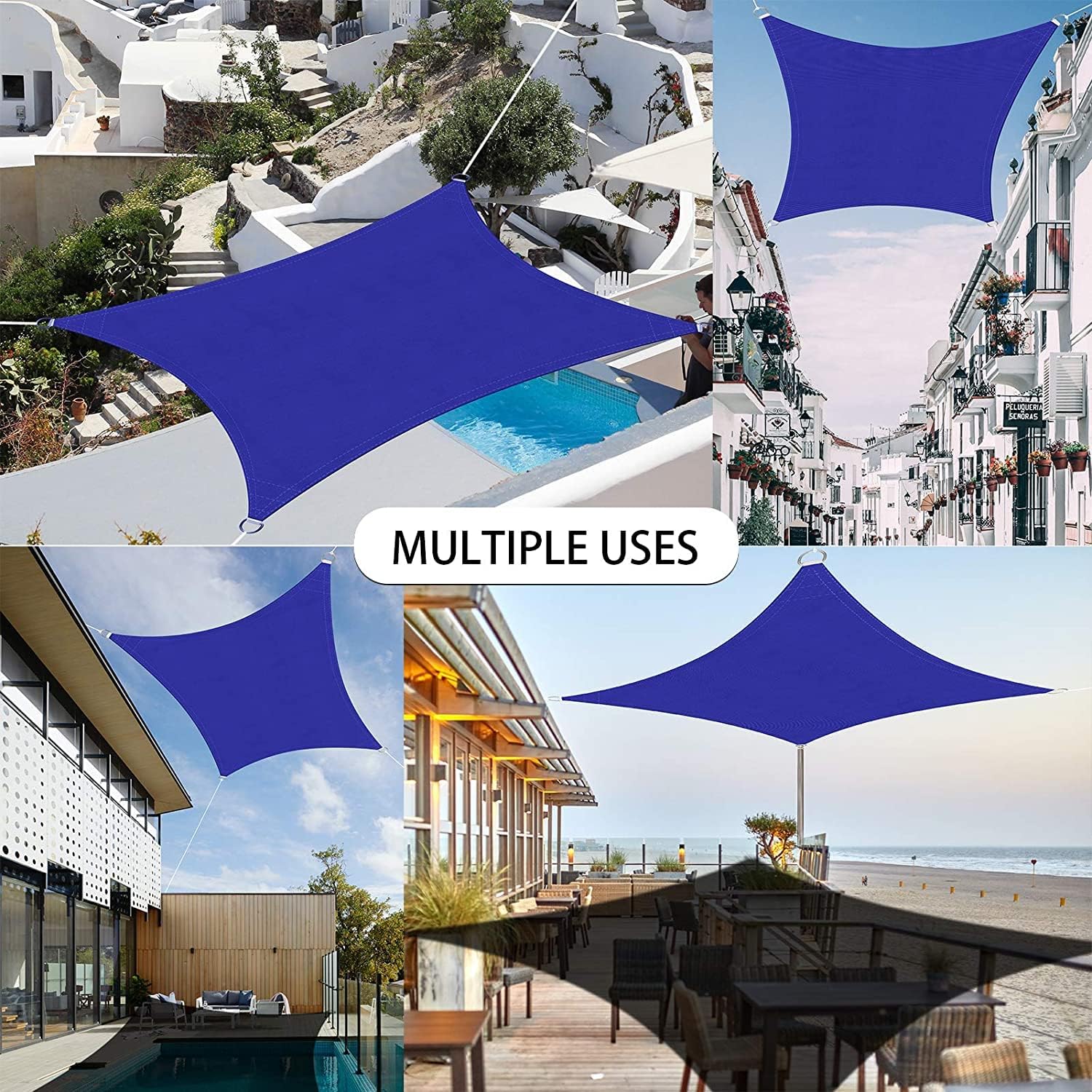 Thumbnail 6 de Ankuka Sun Shade Sail 3m x 4m Navy Blue – Rectangular Waterproof Garden Canopy