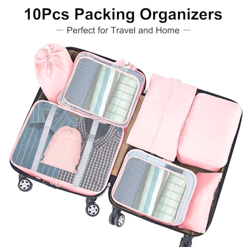 Detalle de TXBOBECO Koffer Organizer Set – 10-teiliges Reise-Organizer-Set (Kofferorganizer, 10 Stück) in Pfirsichrose