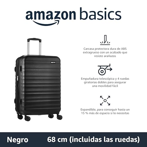 Detalle 2 de Amazon Basics Maleta Rígida Mediana Extensible (68 × 45,1 × 28,6 cm) con 4 Ruedas – Negro