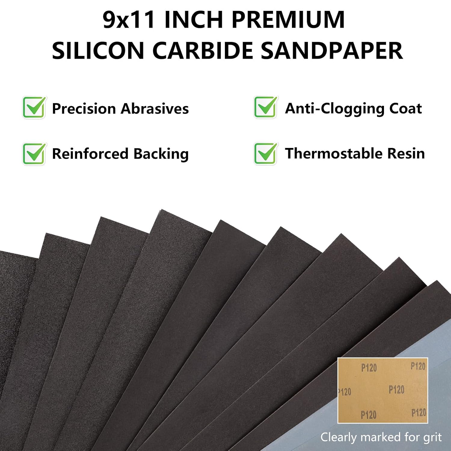 Detalle de Shineboc 80 Grit Sandpaper, 9 x 11-Inch Wet/Dry Sheets, 10-Pack