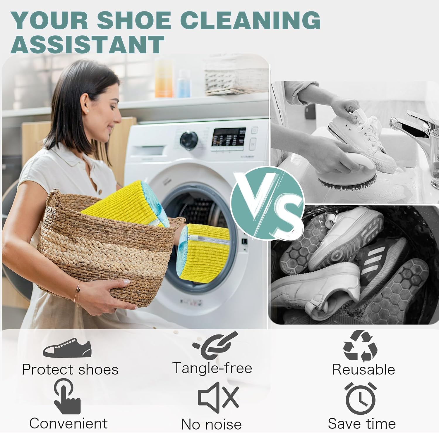 Thumbnail 3 de Shoe Washing Machine Bag (Pro Yellow, 1 Pack) – Reusable, Self-Locking Zipper, Microfiber Interior