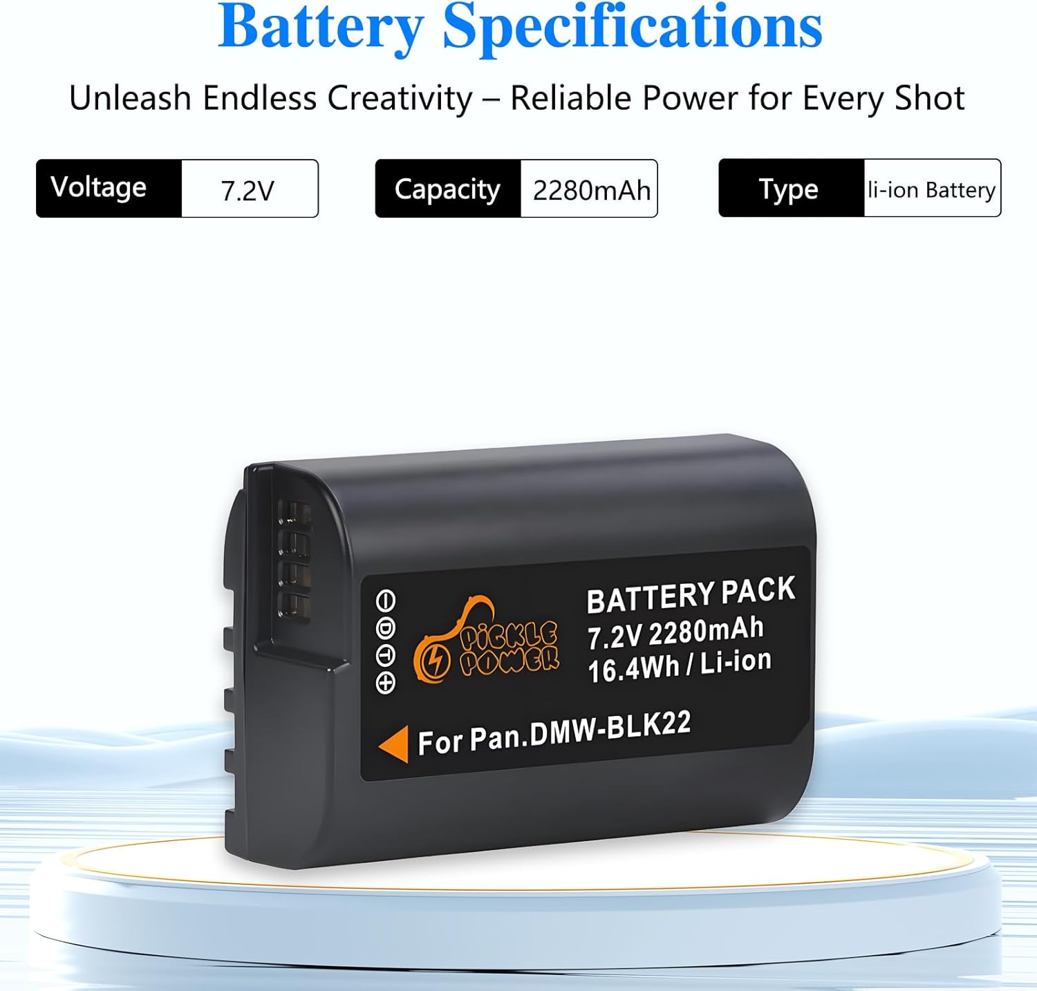 Thumbnail 1 de Pickle Power 2x DMW-BLK22 batteries with dual charger for Panasonic Lumix cameras