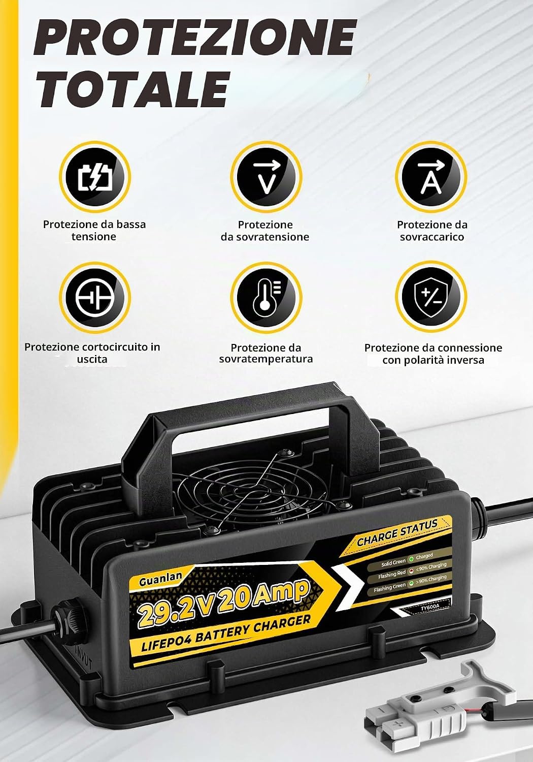 Thumbnail 1 de Caricabatterie Litio 29,2V 20A per Batterie LiFePO4 da 24V/25,6V – IP67, per Camper, Barca e Solare