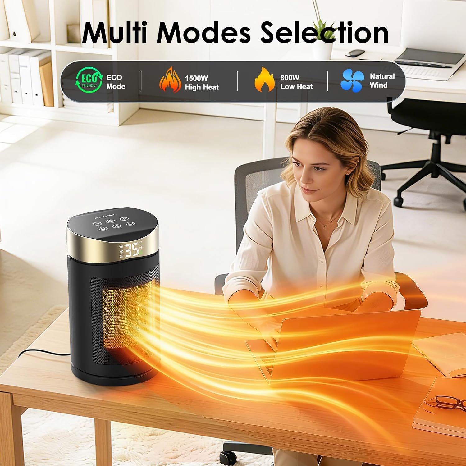 Detalle 2 de Electric Heater 1500W Portable PTC Ceramic Heater 📢