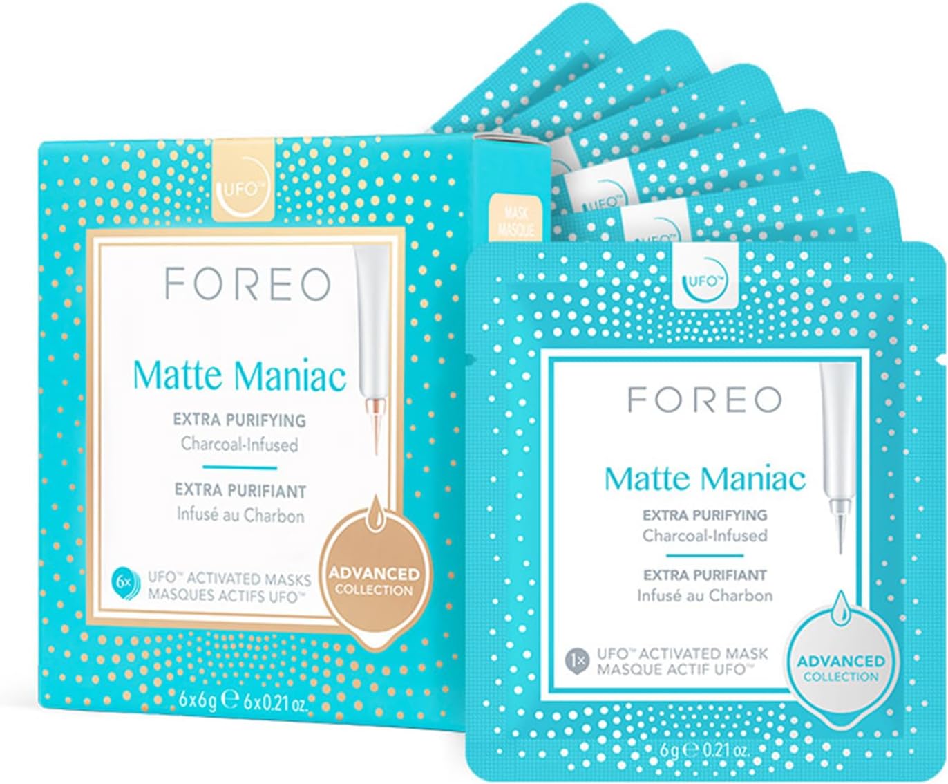 Thumbnail 1 de Matte Maniac Advanced Collection 2.0 UFO-Activated Facial Mask (Witch Hazel & Charcoal) – Hydrating Tencel Sheet Masks, 6 Pack