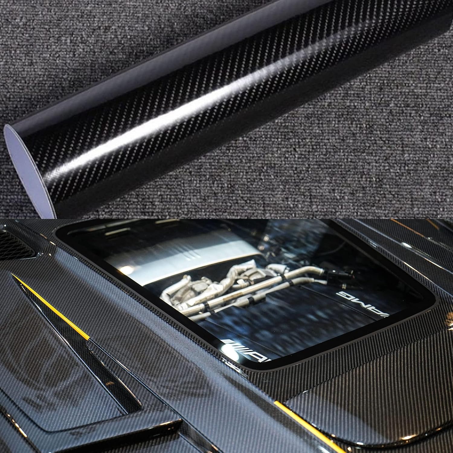 Thumbnail 3 de Foneso 6D Carbon Folie Schwarz (300 x 30 cm) mit Werkzeug – selbstklebende Vinyl-Folie für Auto & mehr