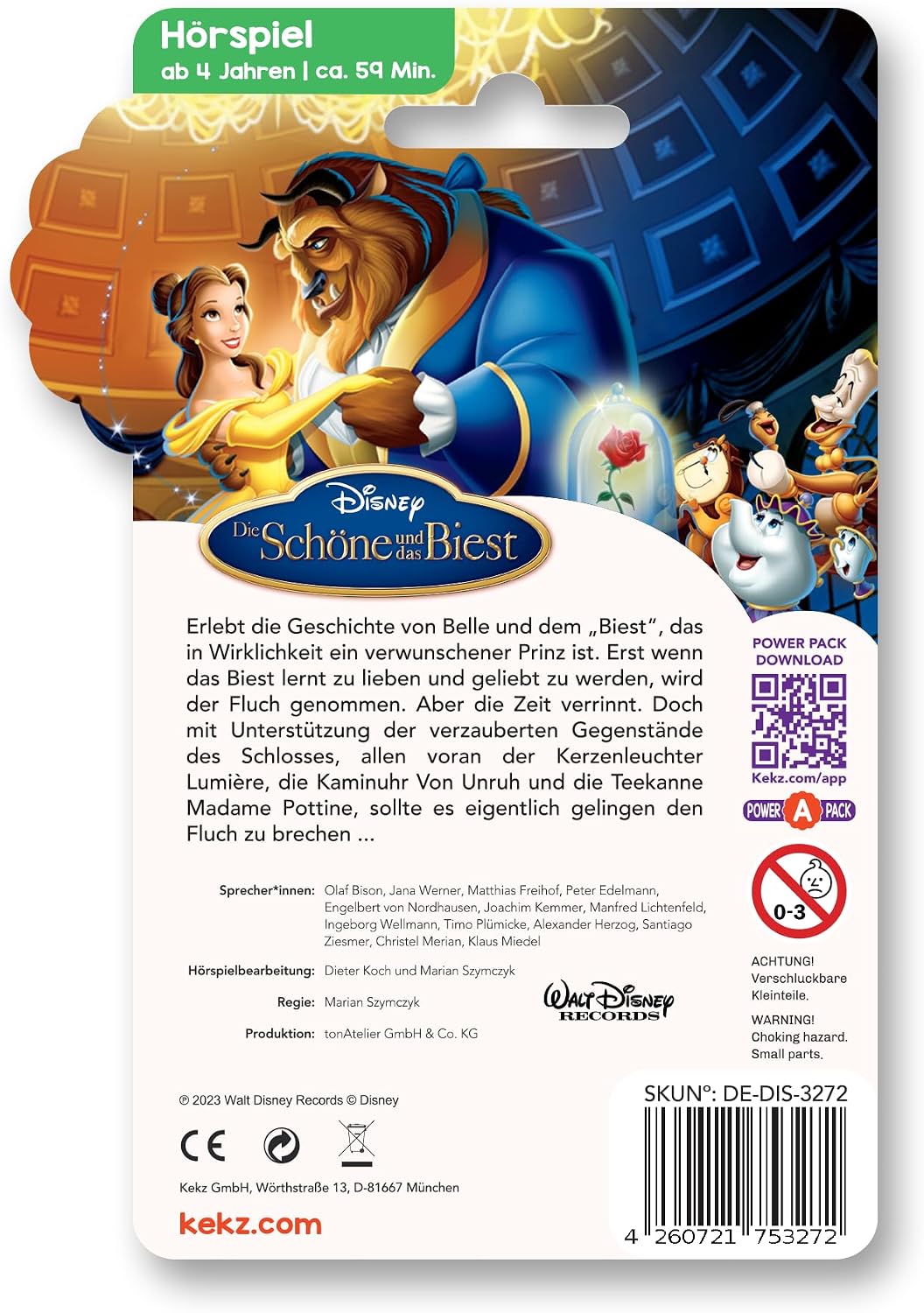 Detalle de Kekz Audiochip für Kekzhörer: Disney Die Schöne und das Biest – Hörspiel für Kinder ab 4 Jahren (ca. 59 Min.)