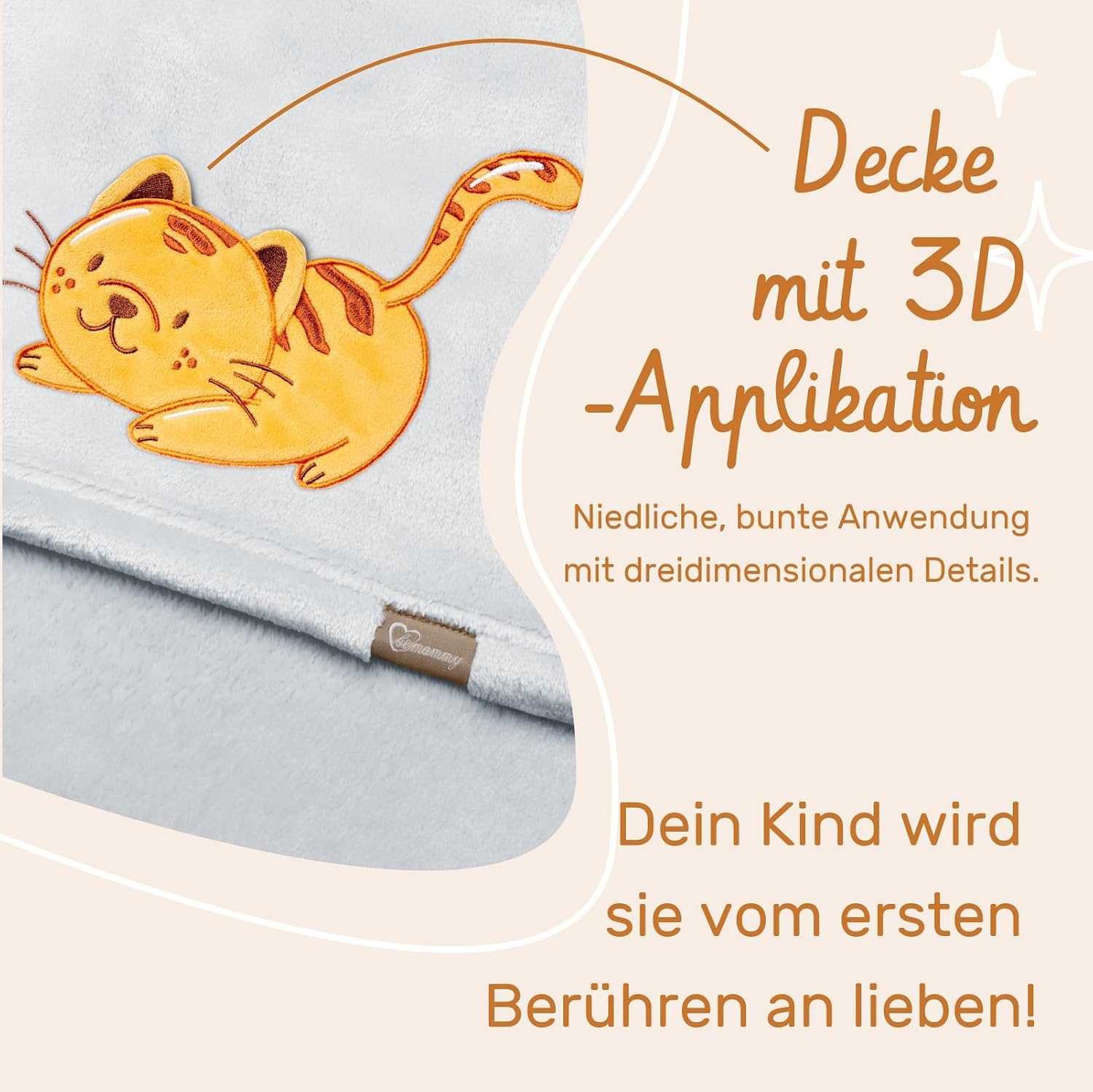 Detalle de Be Mammy Coperta calda per bambini con peluche regalo e motivi 3D (Grigio Chiaro - Gatto)