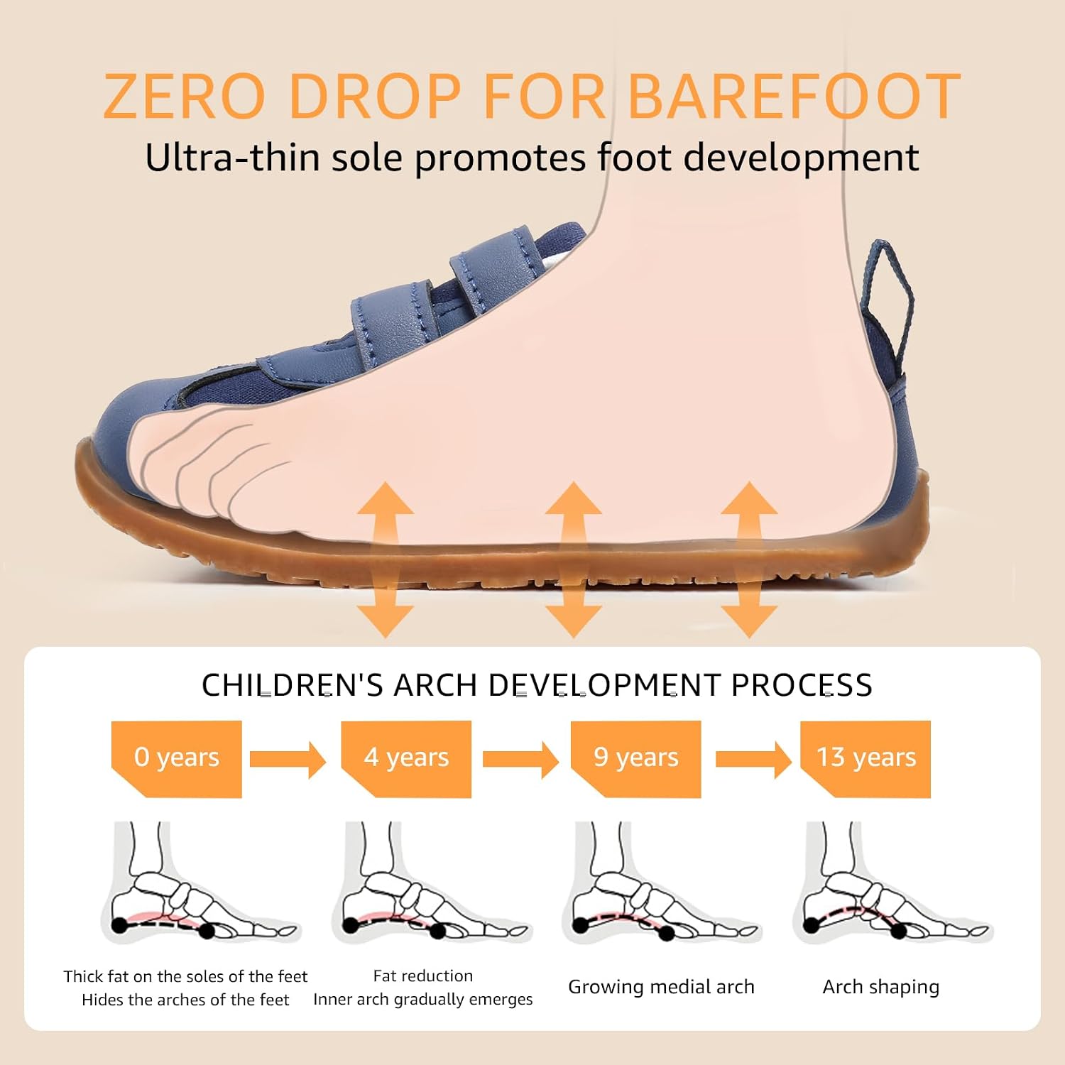 Detalle de STQ KIDS Toddler Wide Toe Box Barefoot Trainers – Zero Drop, Lightweight and Non-Slip