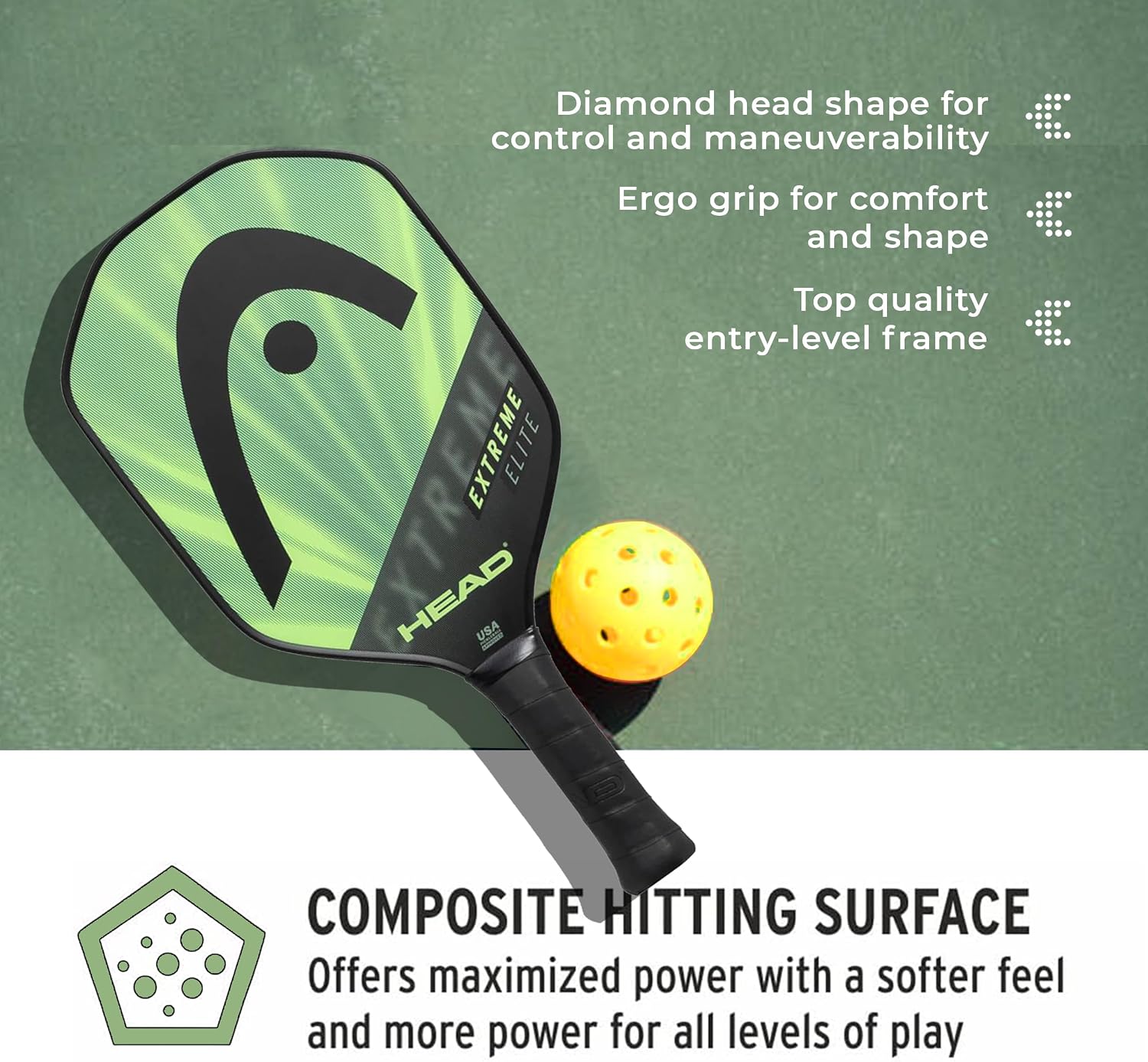 Detalle de Head Extreme Elite: pagaie en fibre de verre avec noyau polymère alvéolaire et grip confort