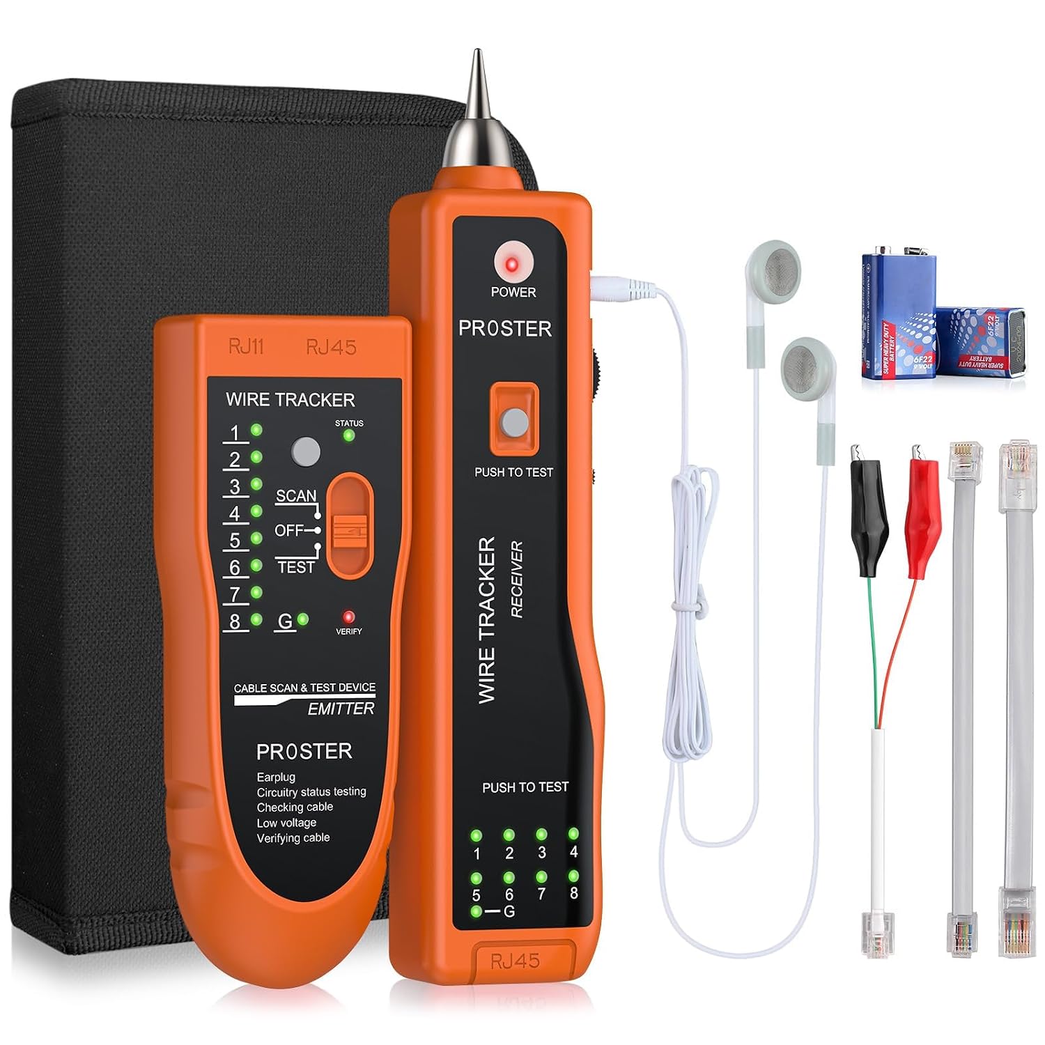 Detalle de Proster XQ-350 Network Cable Tester and Tracer with LED and Audio Signals