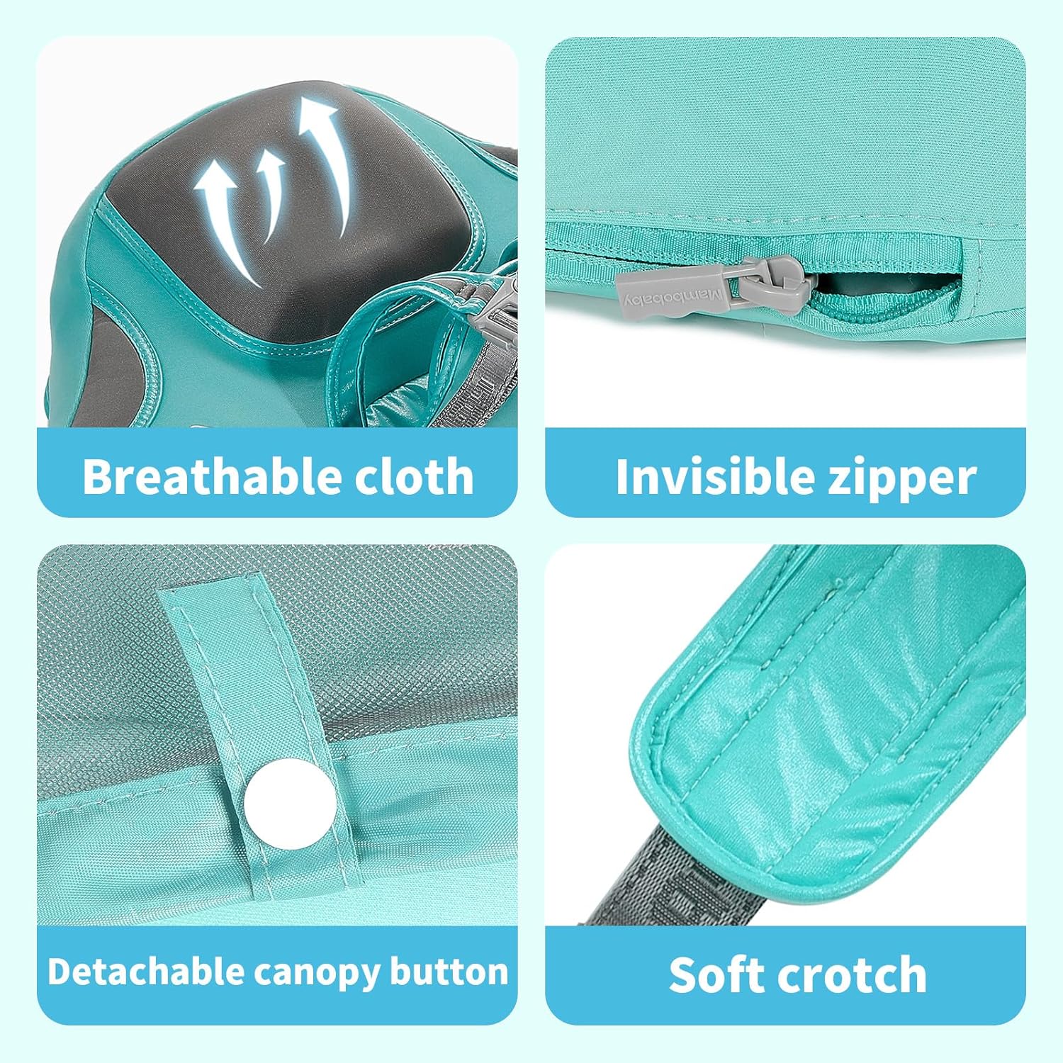 Thumbnail 6 de Mambobaby Float with Canopy and Tail (Non-Inflatable Pearl Foam Swim Trainer) for Infants 3–24 Months