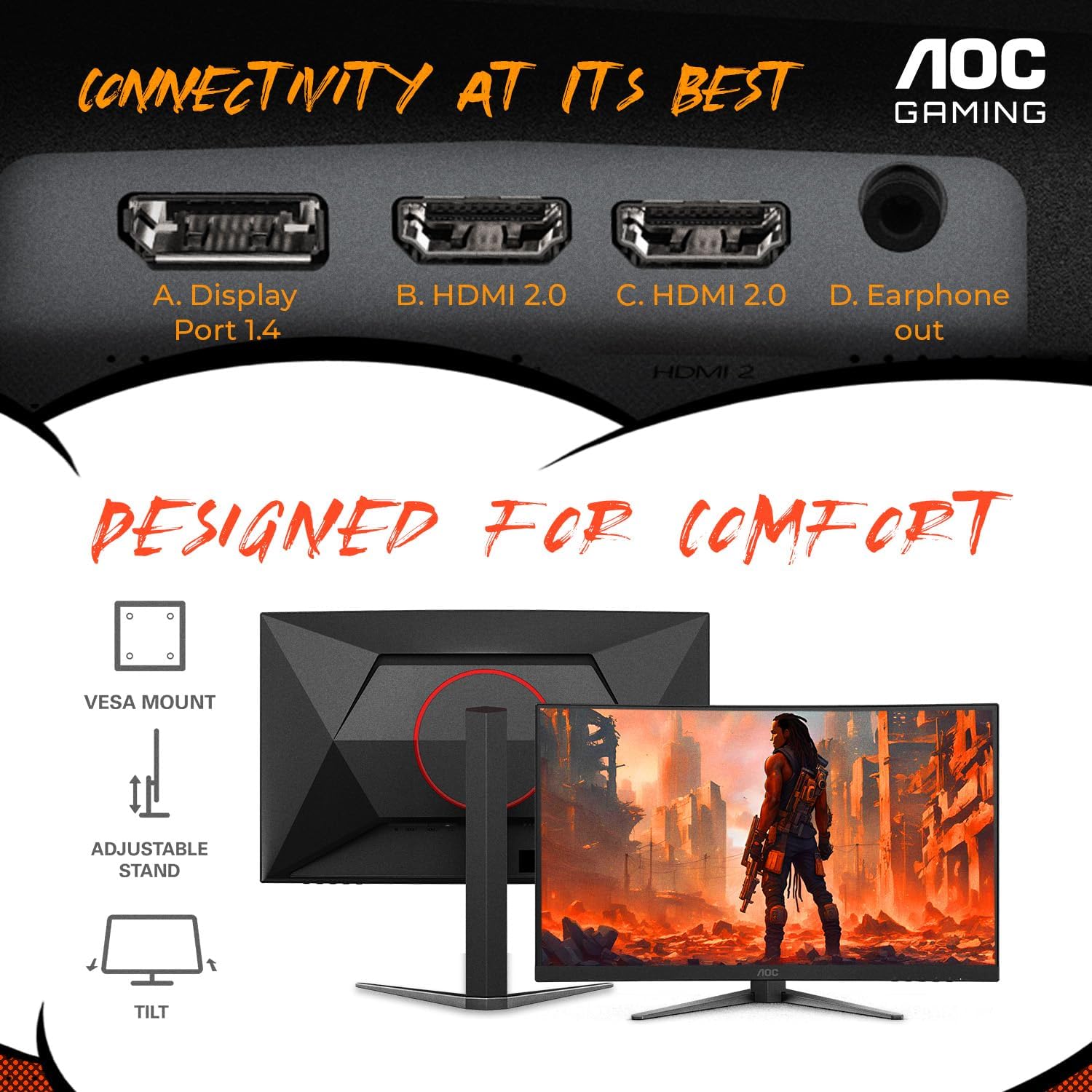 Thumbnail 5 de AOC CQ27G4H 27" Curved Gaming Monitor with QHD 2560x1440
