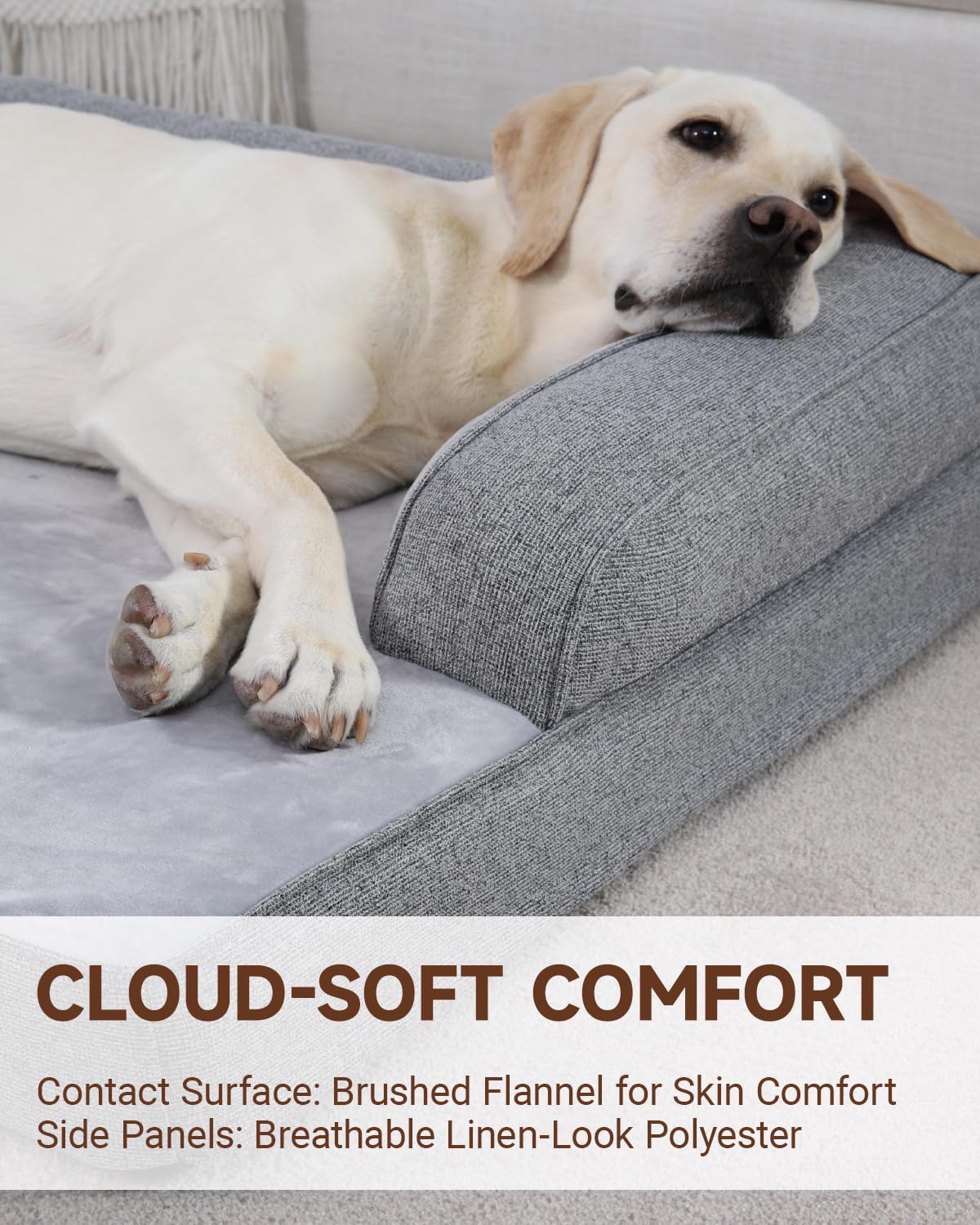 Detalle 2 de KSIIA Extra Large Dog Bed: Waterproof Orthopaedic U‑Shaped Sofa for Large Dogs (XL) 104x68x17cm