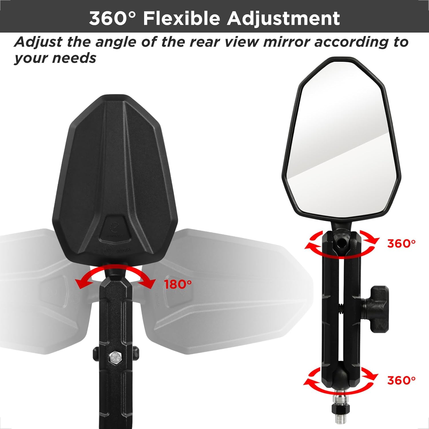Detalle de Evermotor 360° Motorcycle Mirrors — E-Mark, 2-Pack