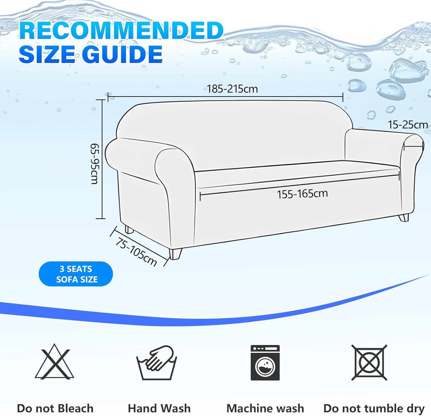 Thumbnail 2 de Ystyle housse de canapé imperméable 3 places avec accoudoirs, bleu gris