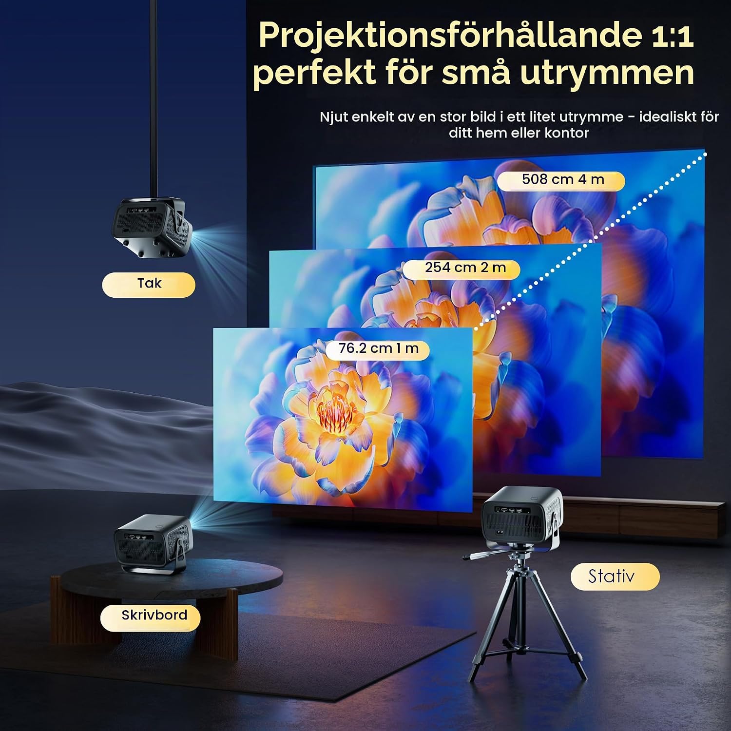 Thumbnail 5 de ZENTALITY miniprojektor med Full HD 1080p, Android 13 och autofokus