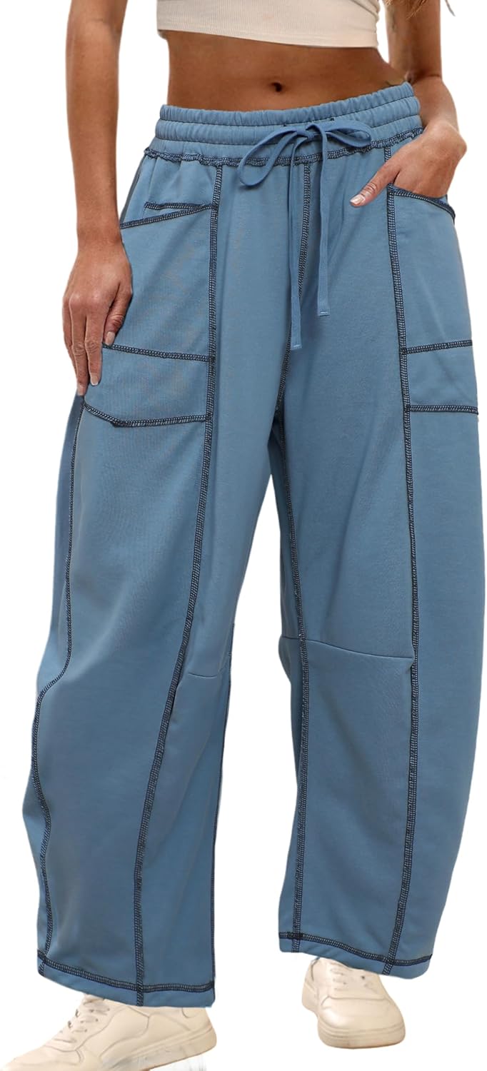 Thumbnail 6 de Athlisan Women's Baggy Barrel Pants: Wide-Leg Lounge Sweatpants with Pockets