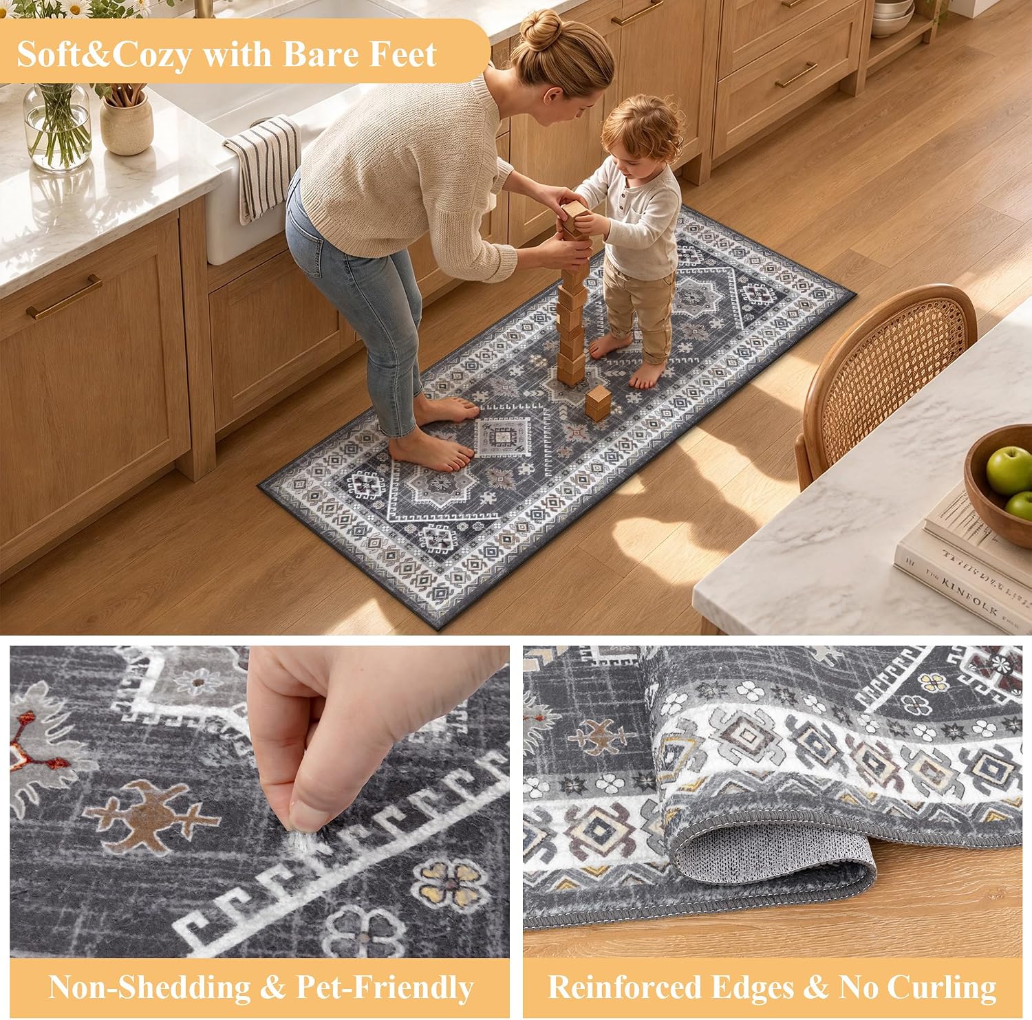 Detalle 2 de HEBE Boho Kitchen Rug Set 3-Piece ⚙