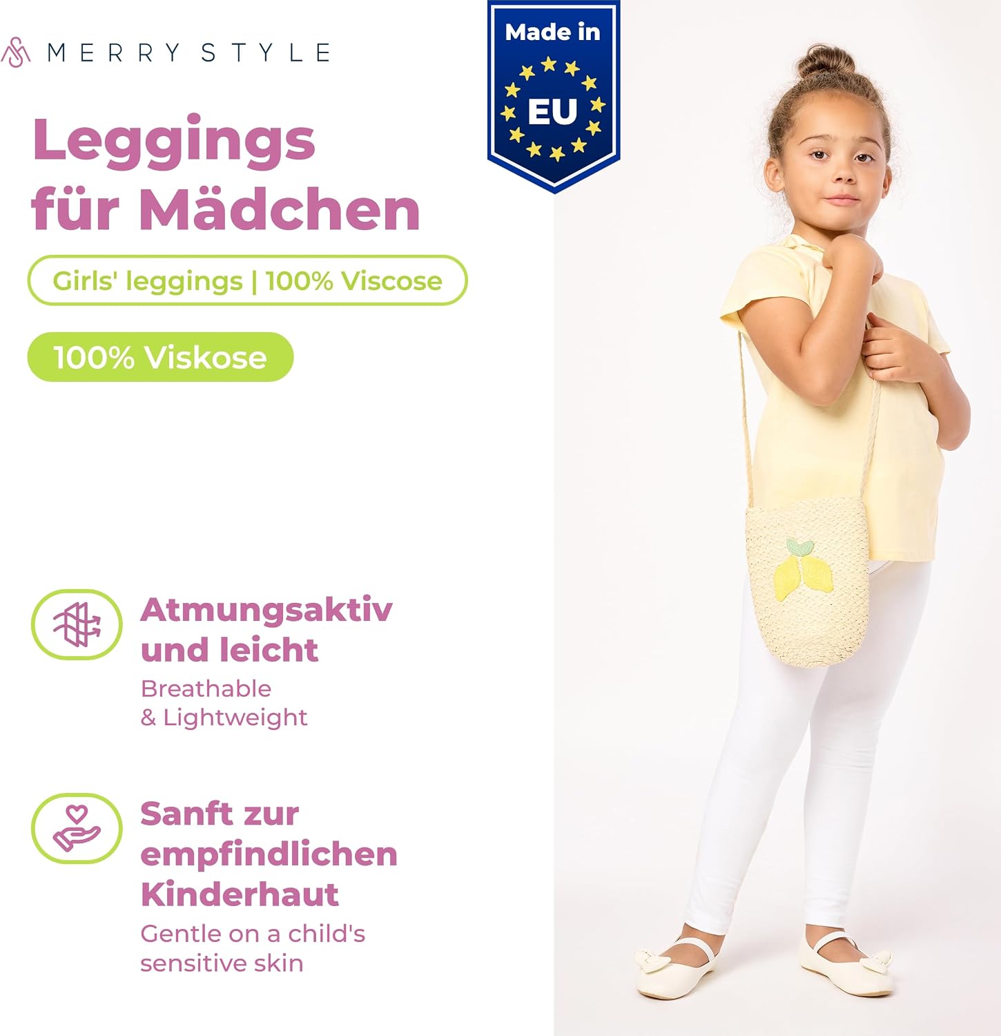 Detalle 2 de Merry Style MS10-130 – długie legginsy dziewczęce z wiskozy i elastanu