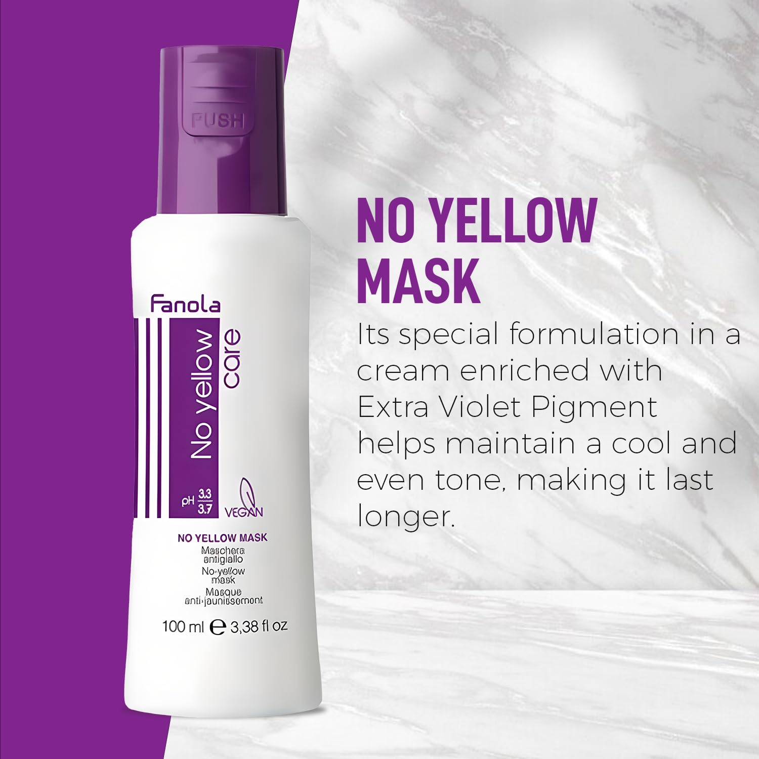 Detalle de Fanola No Yellow Maske Banane 100 ml – Neutralisiert Gelbstich und macht Haar weich