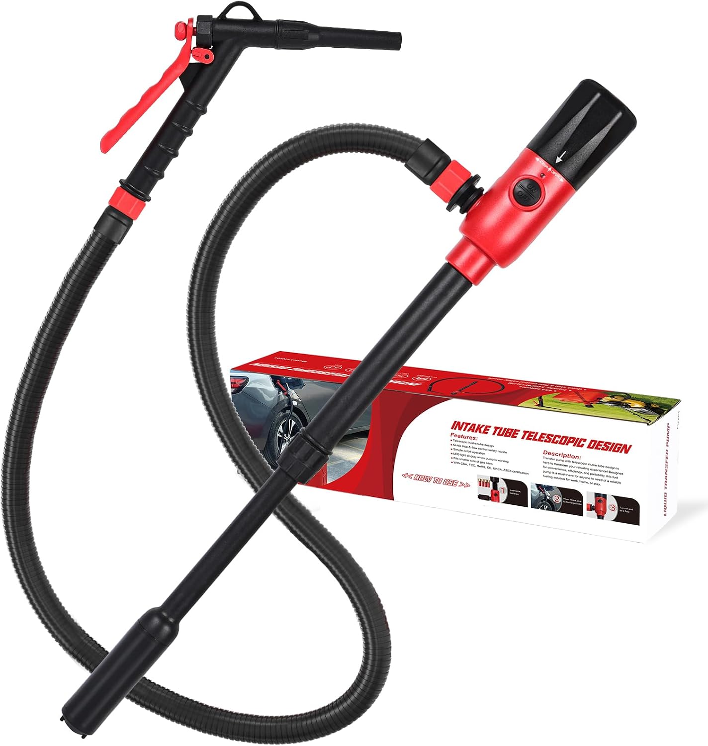 Detalle de innhom 3.2GP Battery Powered Fuel Transfer Pump (12 L/min) with 54" Leak-Proof Hose