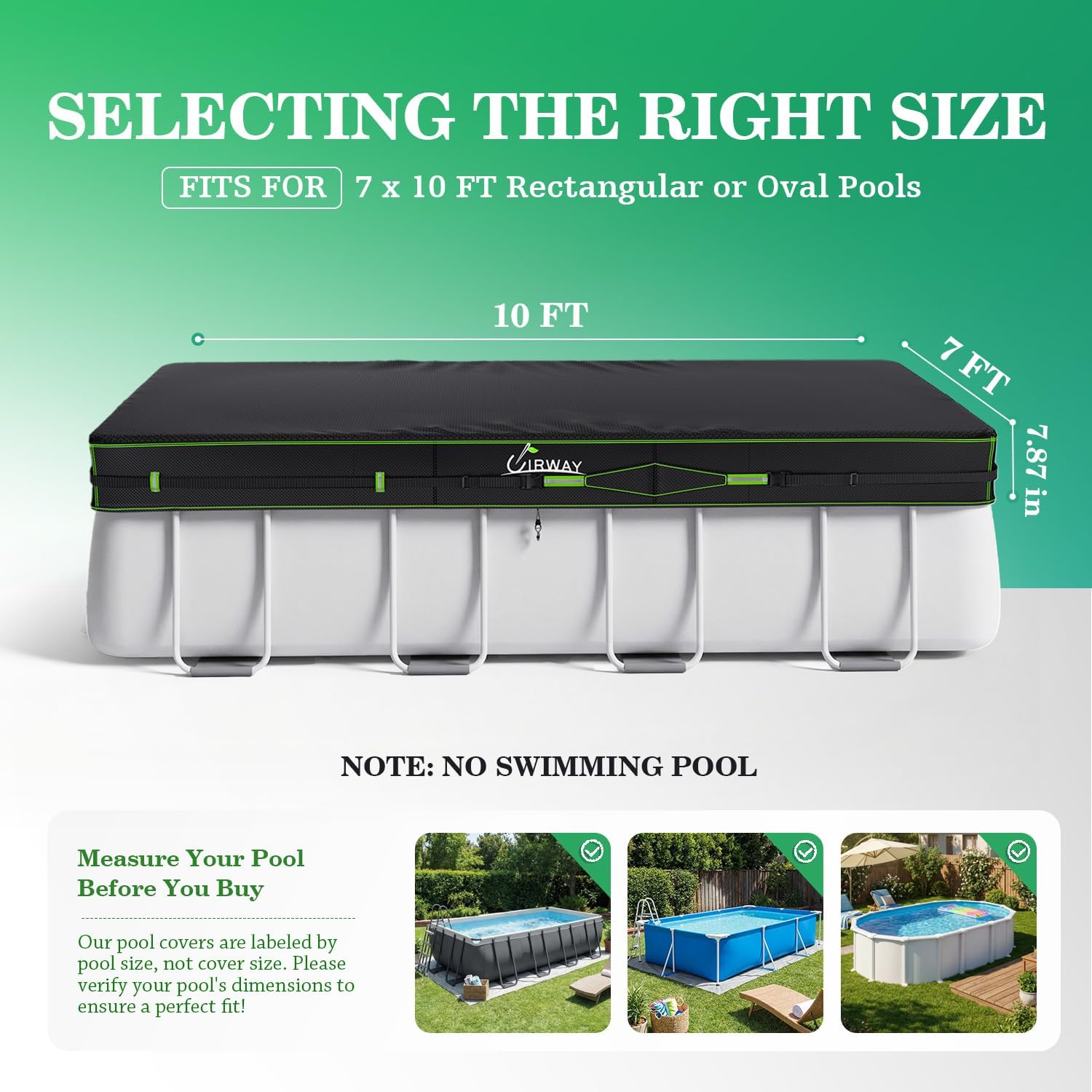 Thumbnail 1 de UIRWAY Rectangular Pool Cover 500D