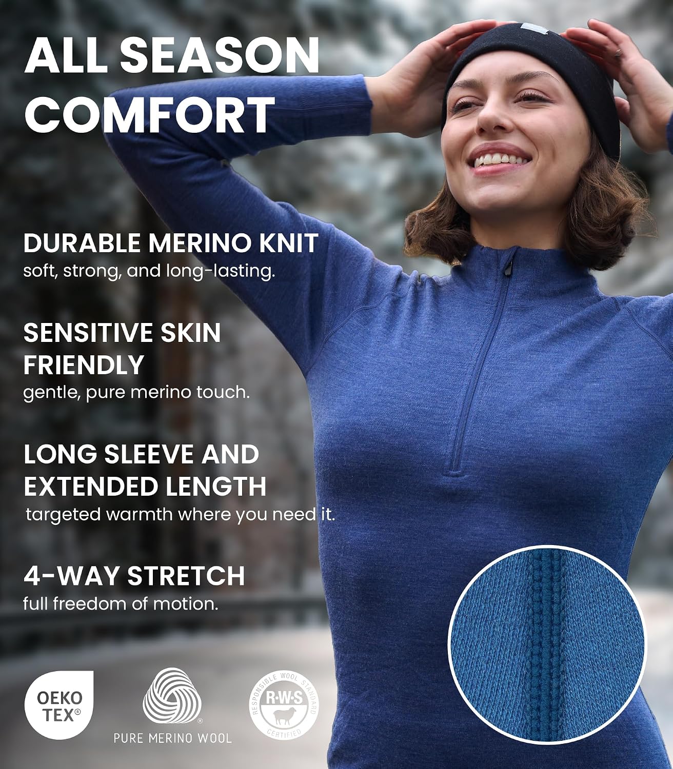Thumbnail 3 de Merino.tech 100% Merino Unterwäsche Damen Set – Langarm Shirt, Hose & Wandersocken