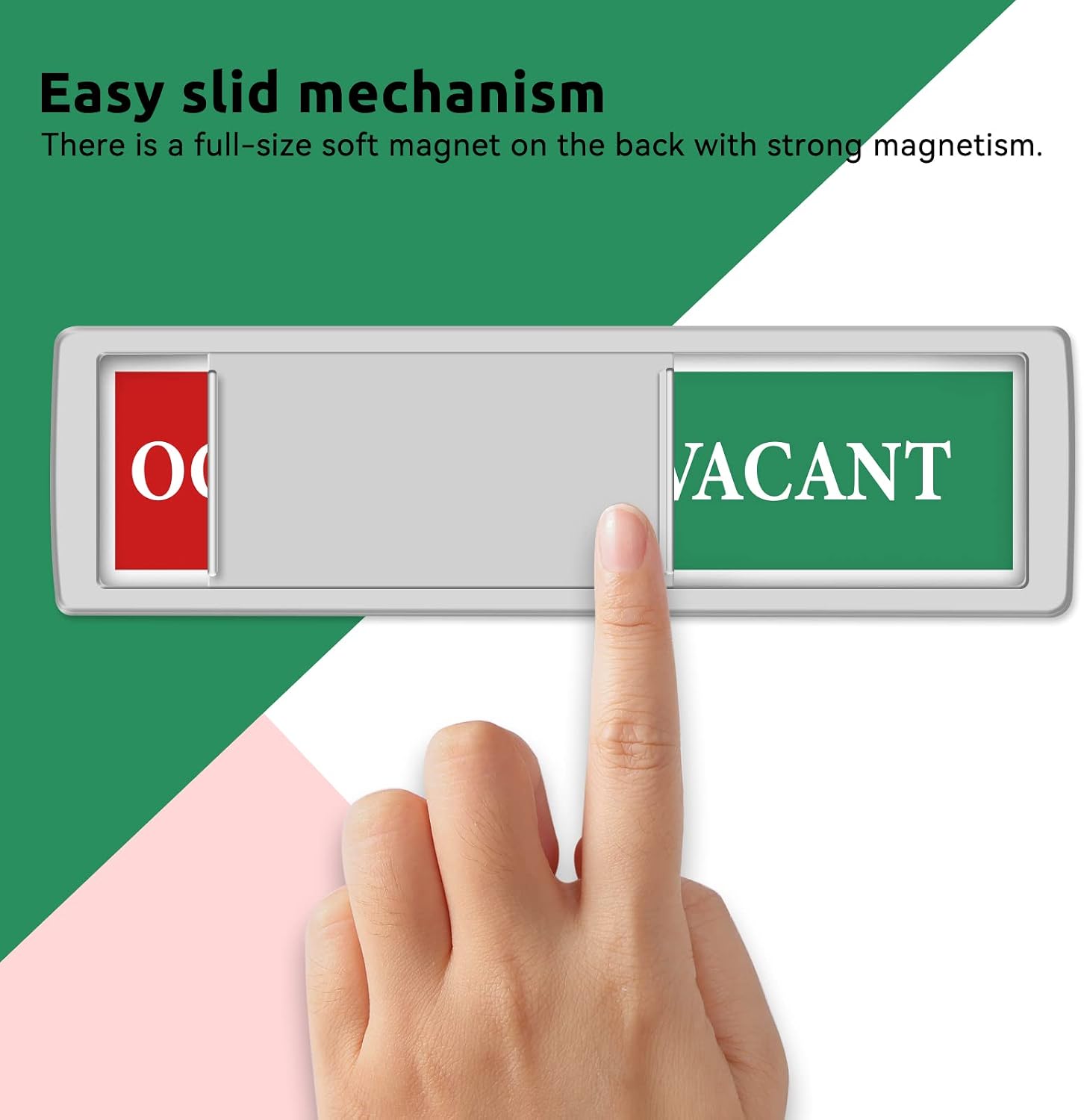 Detalle de K KitchenTour KT-VANT-1 Vacant/Occupied Door Sign, Silver Magnetic Slider