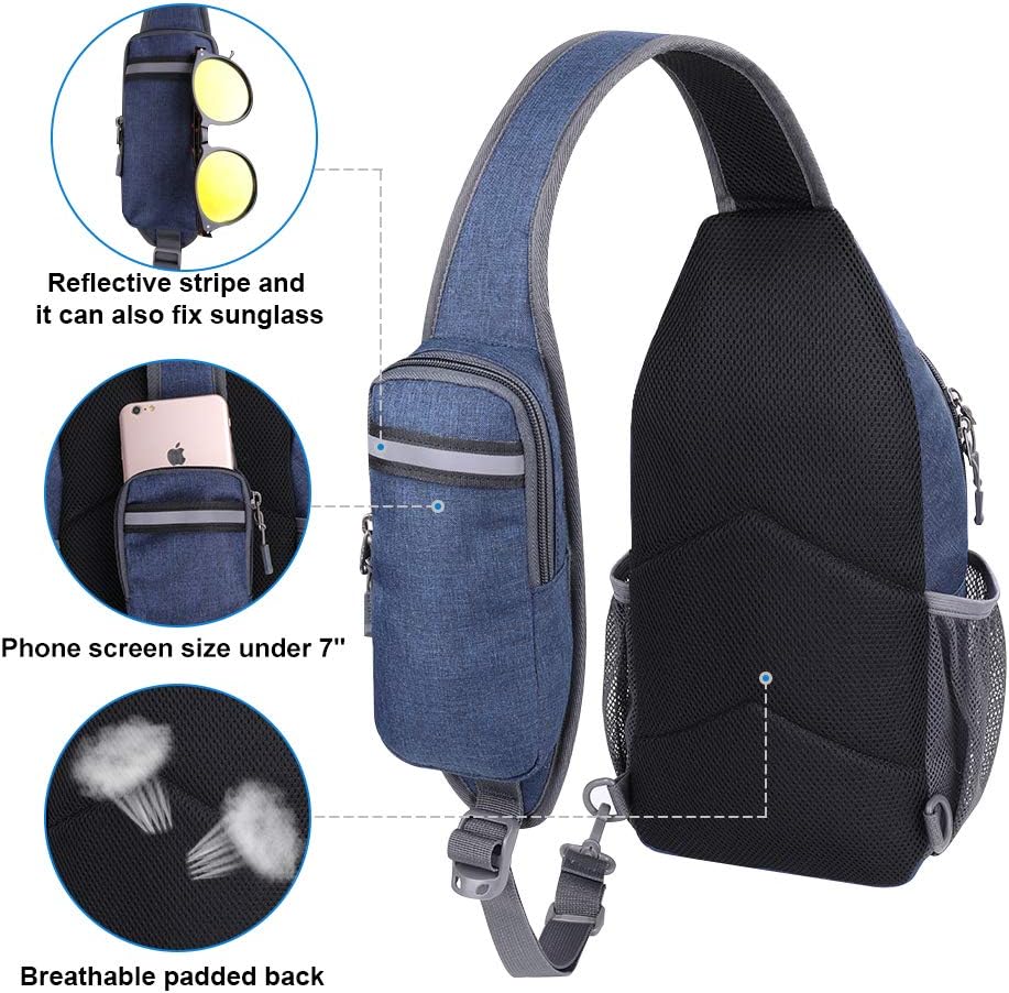 Detalle de Waterfly Sling Bag Backpack: Lightweight 3-Compartment Daypack for Outdoor Use