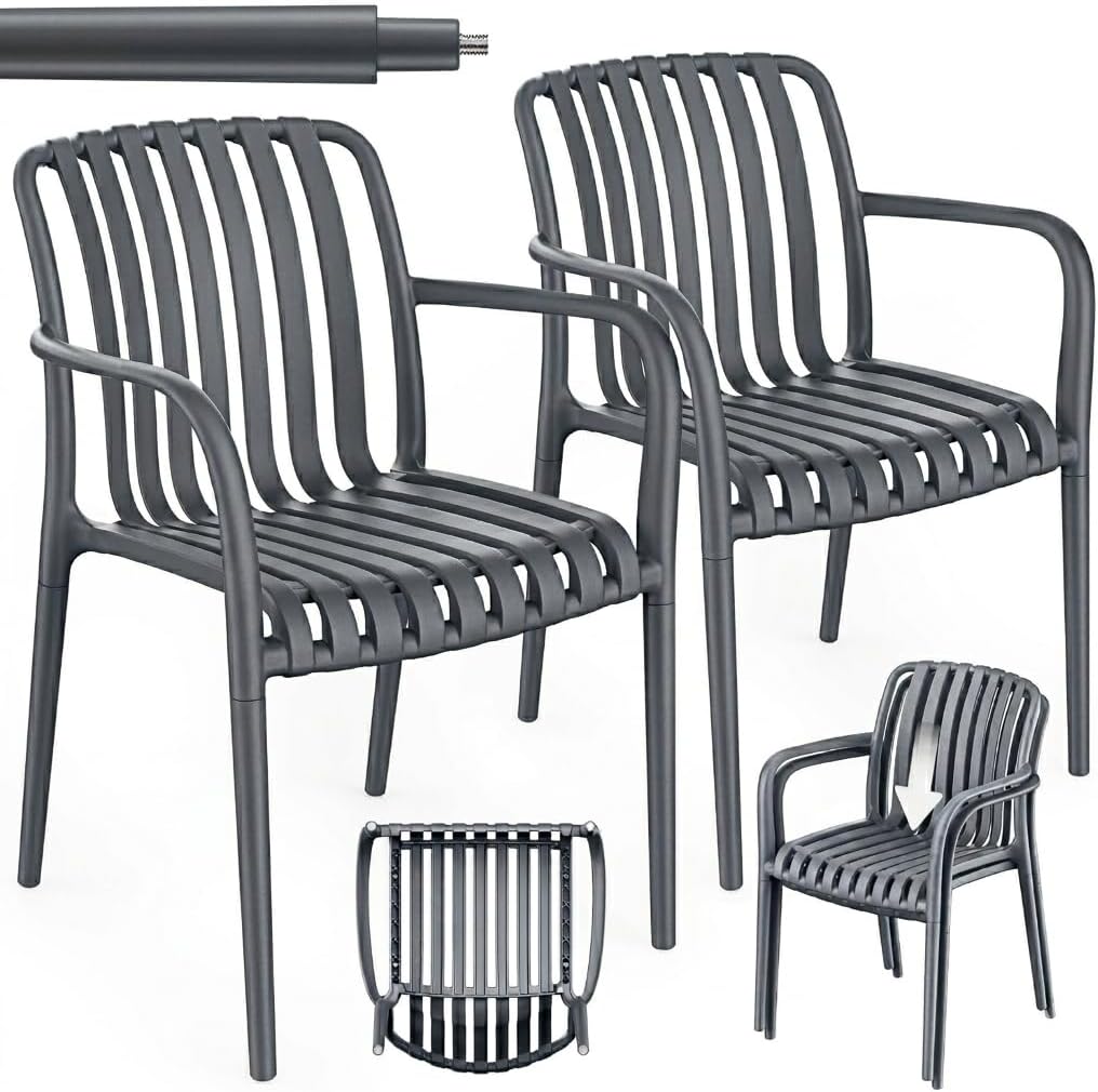 Detalle de tillvex TVKVKS stapelbare tuinstoelen, set van 2, antraciet