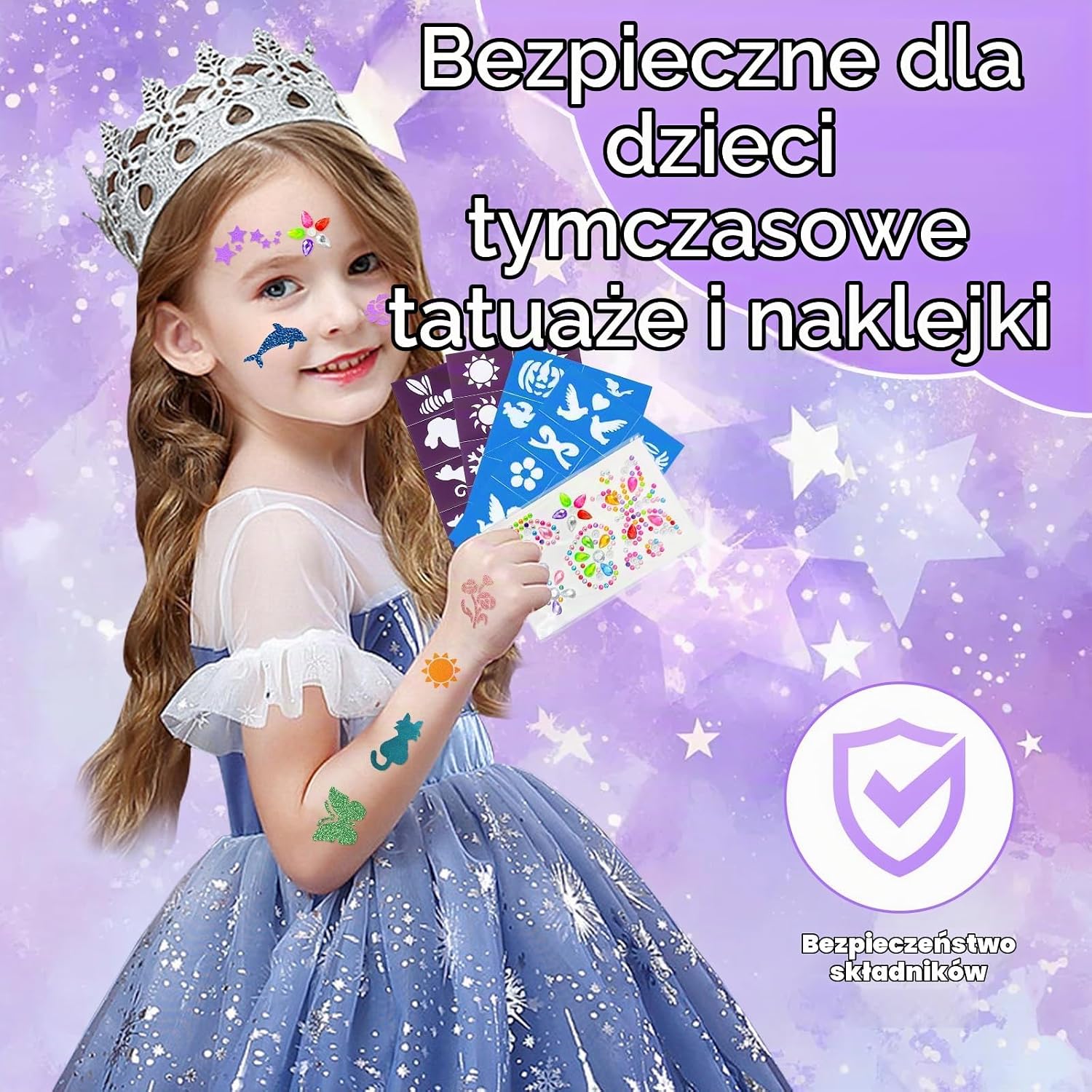 Detalle 1 de Gigmeta zestaw pisaków do tatuaży dla dzieci, 10 kolorów i 40 wzorów