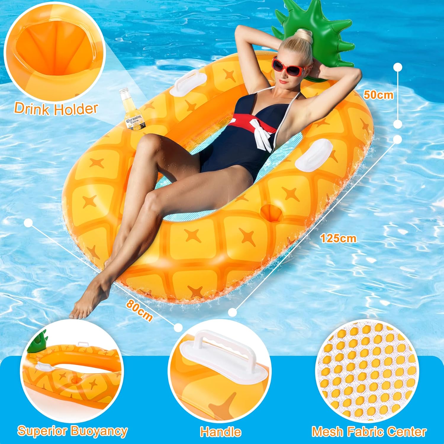 Detalle de COOLJOYA Flottant Hamac Gonflable – chaise longue piscine et plage en PVC sûr et léger