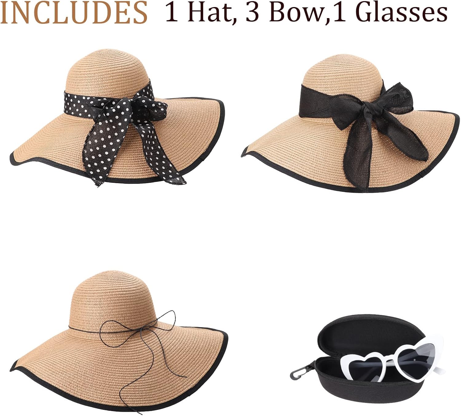 Thumbnail 5 de DRESHOW Femme Capeline Chapeau de Paille Large Bord