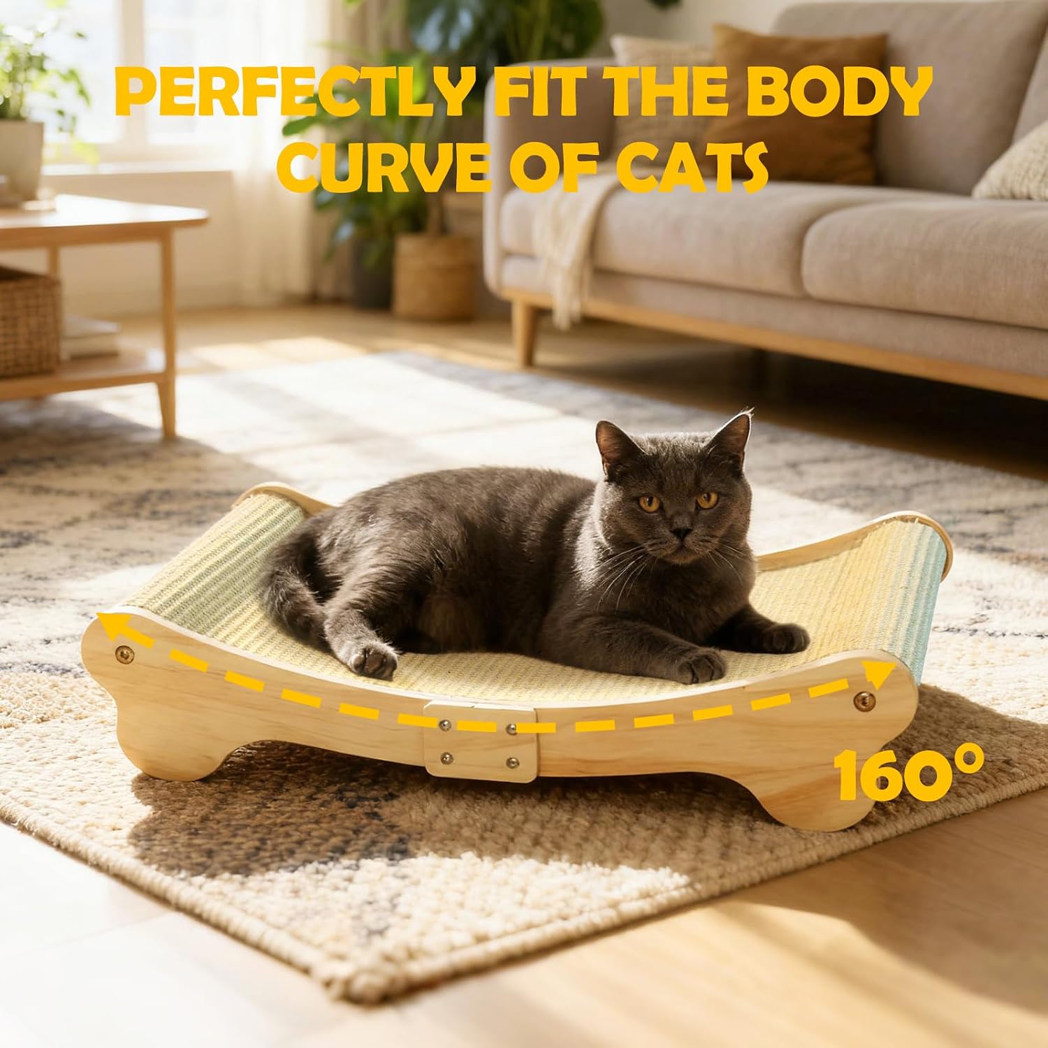 Detalle de DONWEI Sisal Cat Scratcher Bed, 60 x 37.5