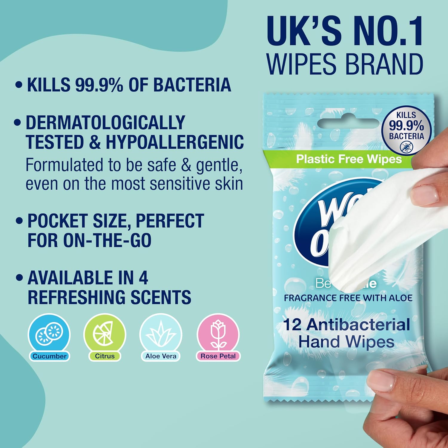 Thumbnail 1 de Wet Ones Be Gentle Plastic Free Antibacterial Pocket Wipes